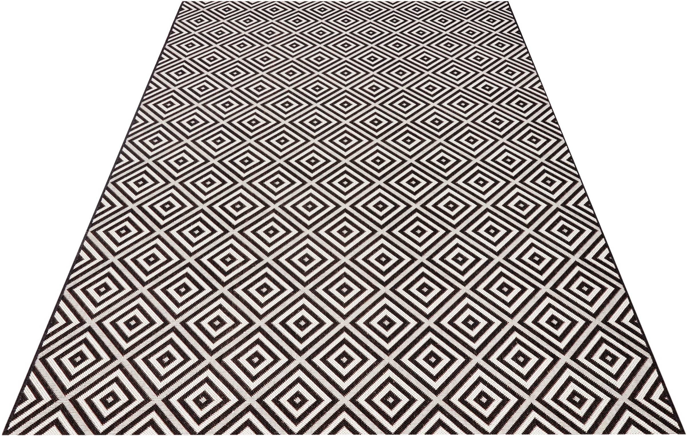 NORTHRUGS Teppich »Karo«, rechteckig, 8 mm Höhe, In- & Outdoor, Läufer, Wetterfest, Raute, Balkon, Garten, Flur