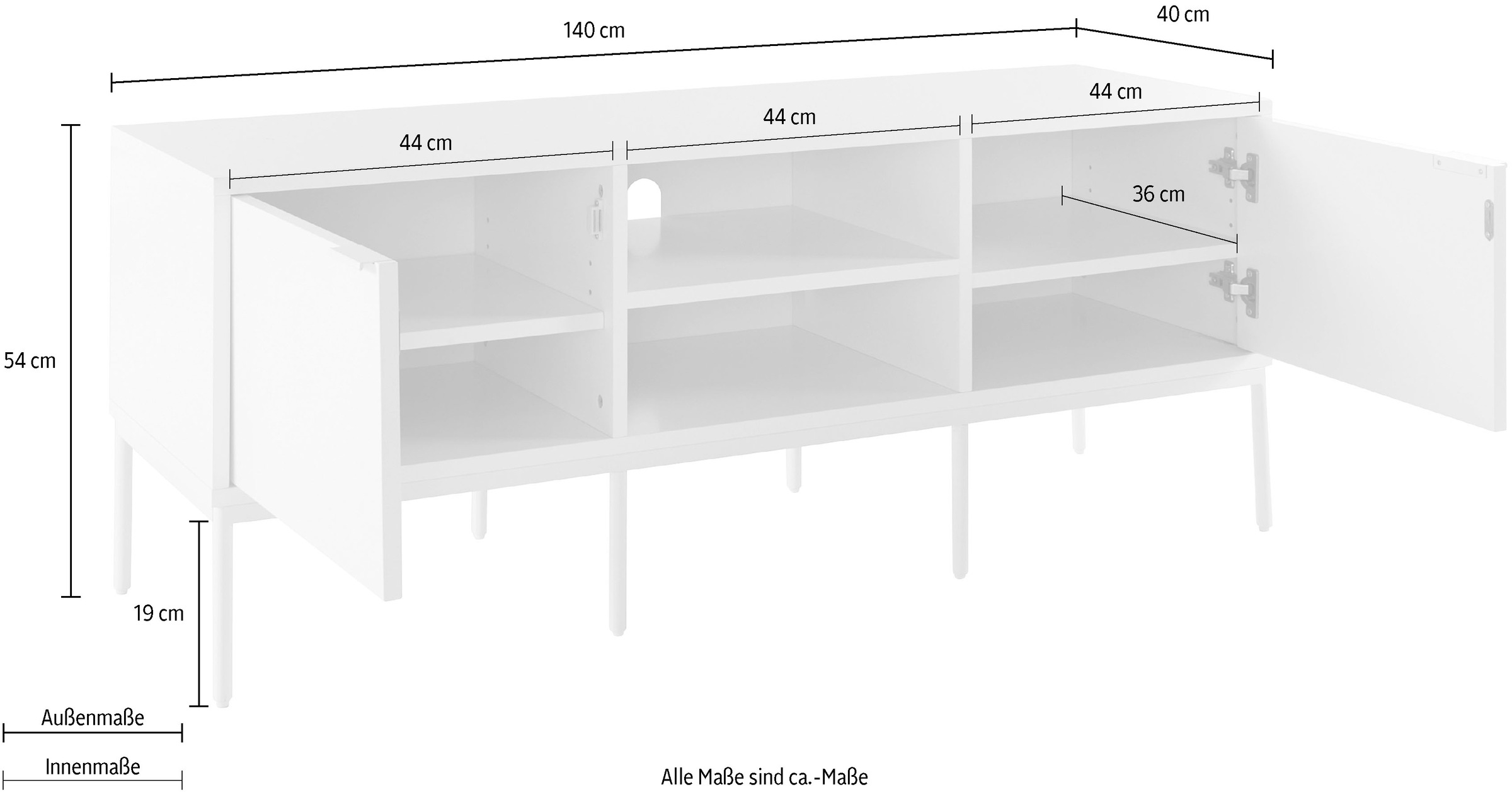 s.Oliver TV-Schrank »Kallby« 1 Stk. tlg. lackiertes MDF, Kabelmanagement, Soft-Close Funktion, Breite 140 cm