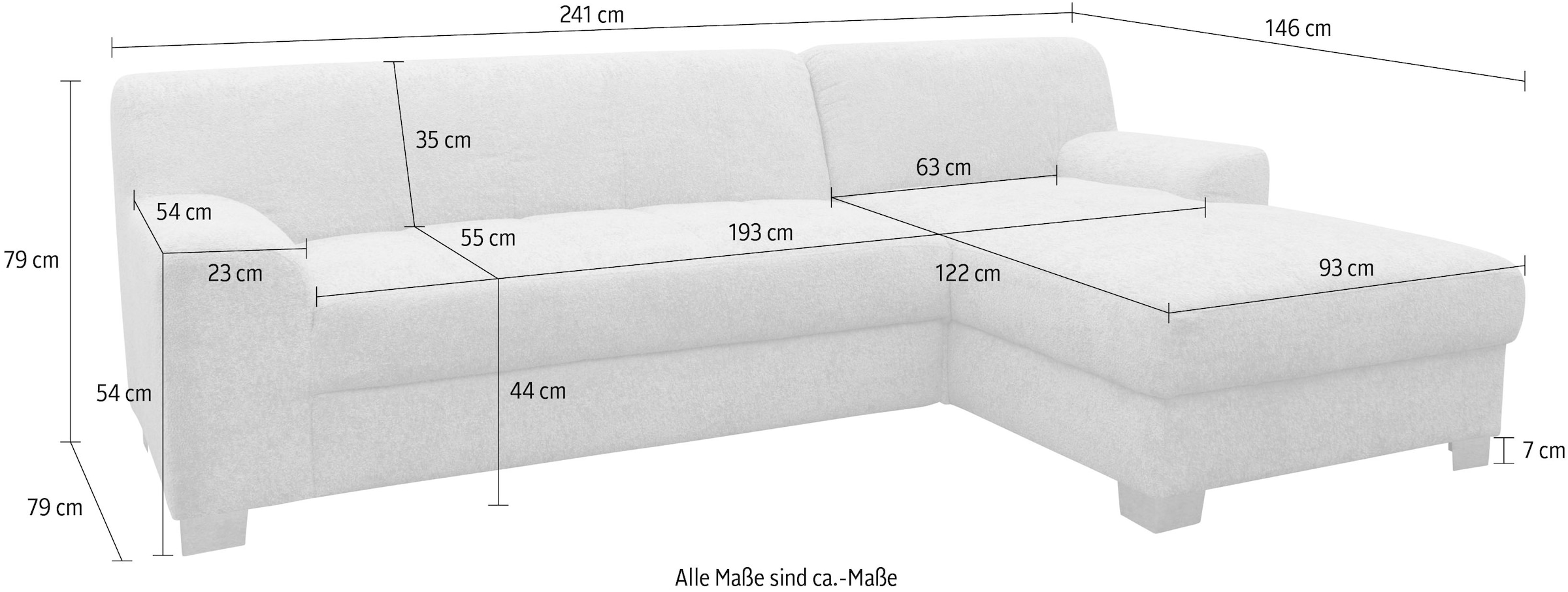 OTTO home Ecksofa »Lolland 241 x 146 cm, modern, mit Steppungen, gemütlich« L-Form, aus pflegeleichtem, weichem Luxus-Microfaser