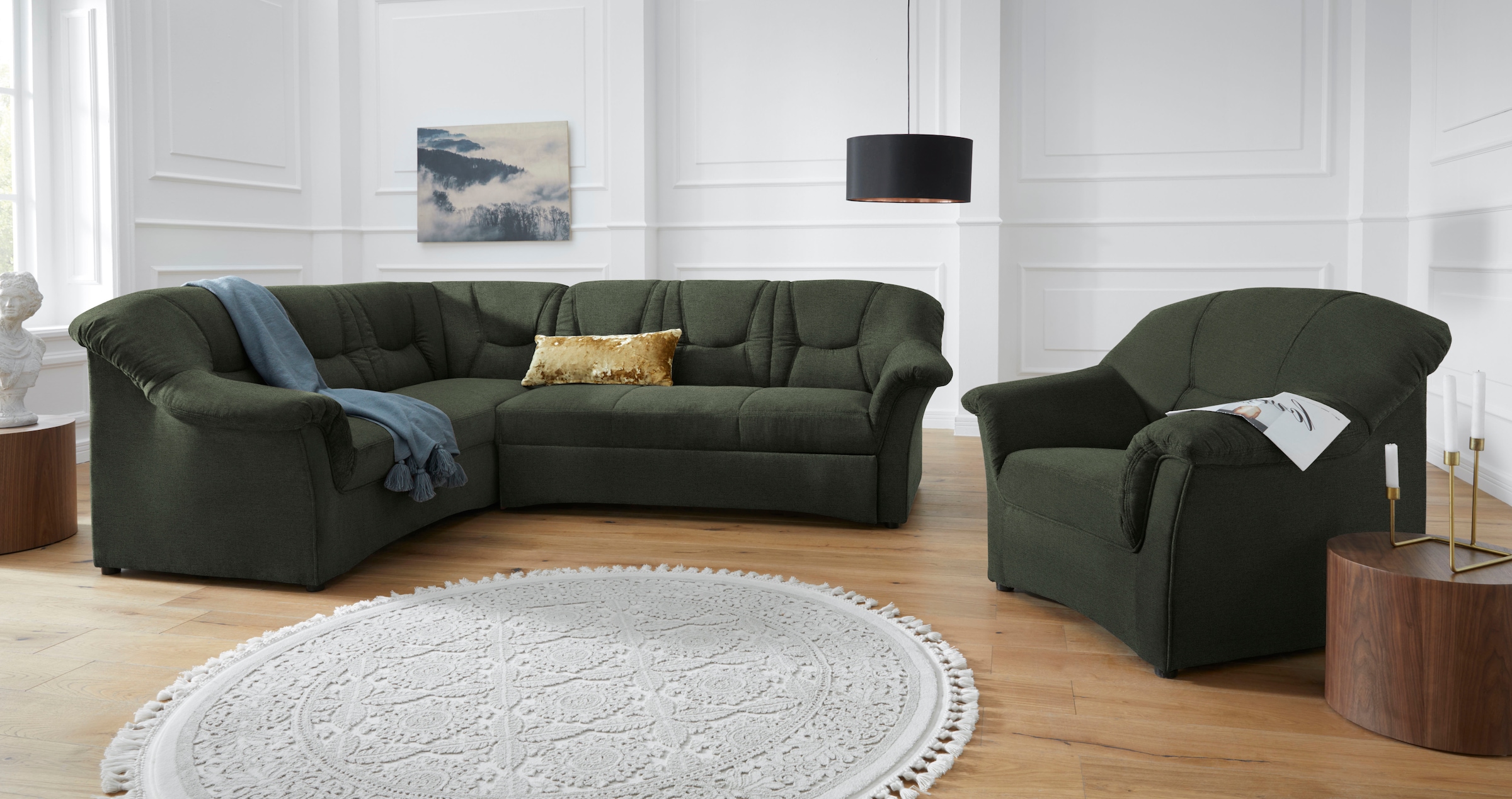 DOMO collection Ecksofa »Sarafina zeitlos und komfortabel, optional mit Federkern, L-Form«, wahlweise mit Bettfunktion