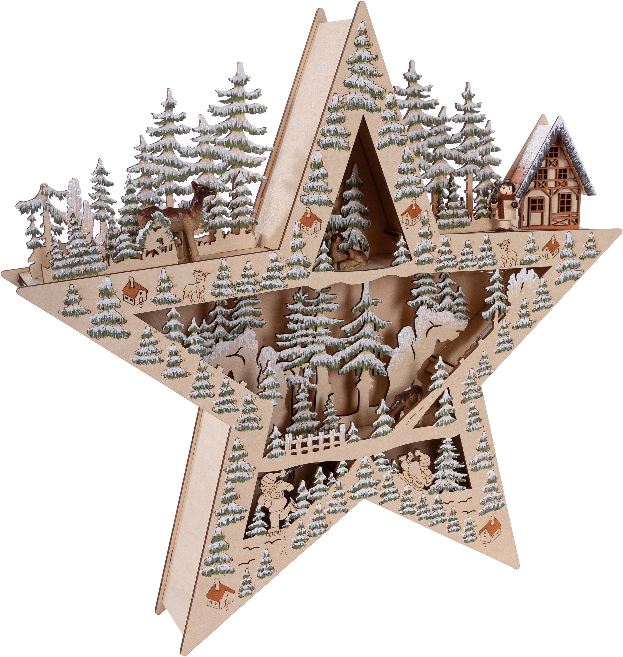 ca. Holz, & Weihnachtsdeko kaufen Dekoobjekt, Accessoires LED Myflair Stern Höhe mit 42 cm, Jahren Garantie 3 | mit LED-Beleuchtung, XXL Möbel aus online