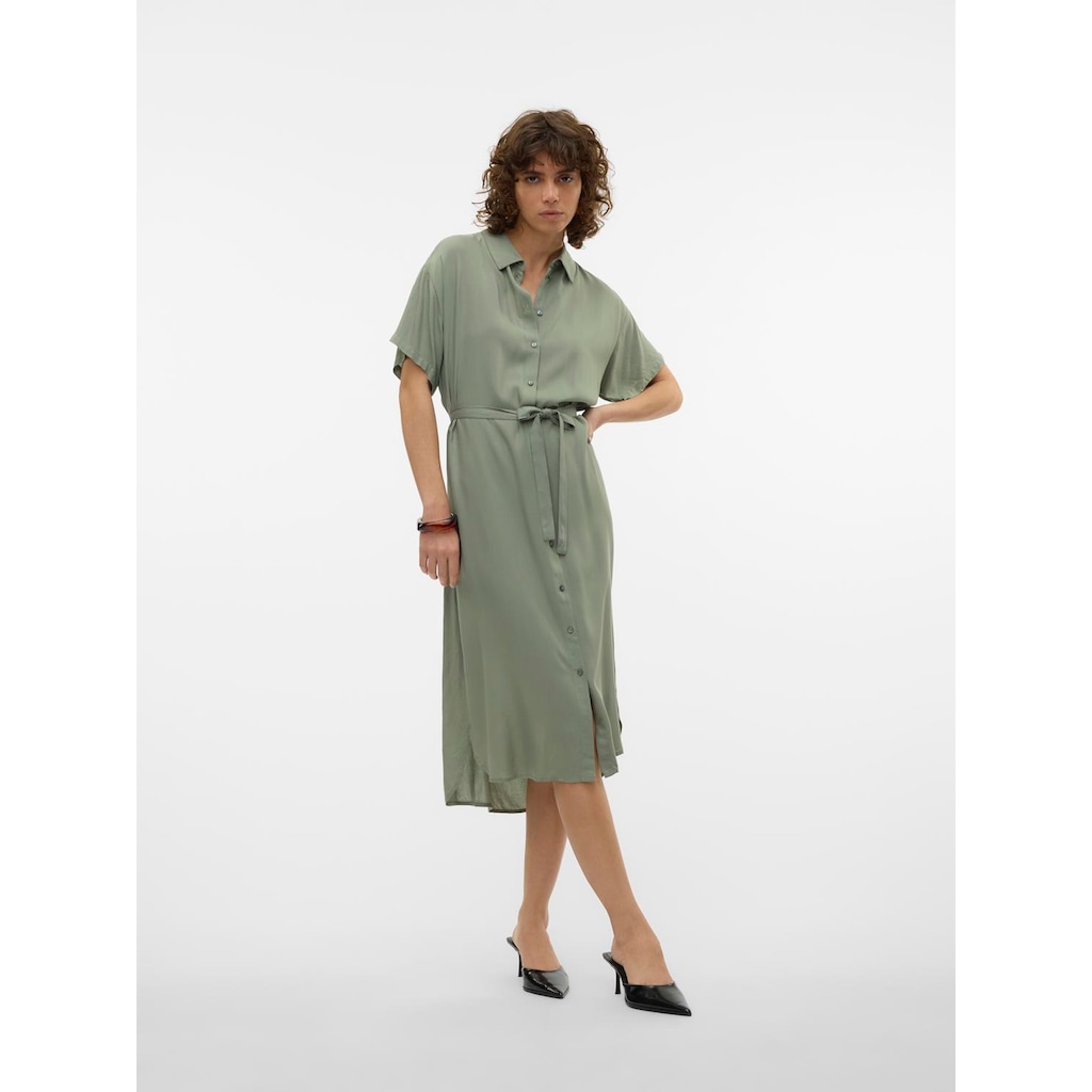 Vero Moda Hemdblusenkleid »VMBUMPY SS CALF SHIRT DRESS NOOS«