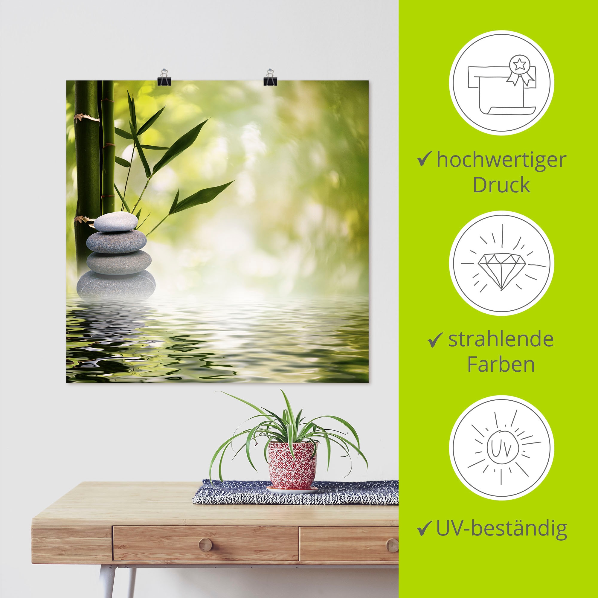 Artland Wandbild »Asiatische Spa Steine«, Spa, (1 St.), als Alubild, Outdoorbild, Leinwandbild, Poster, Wandaufkleber