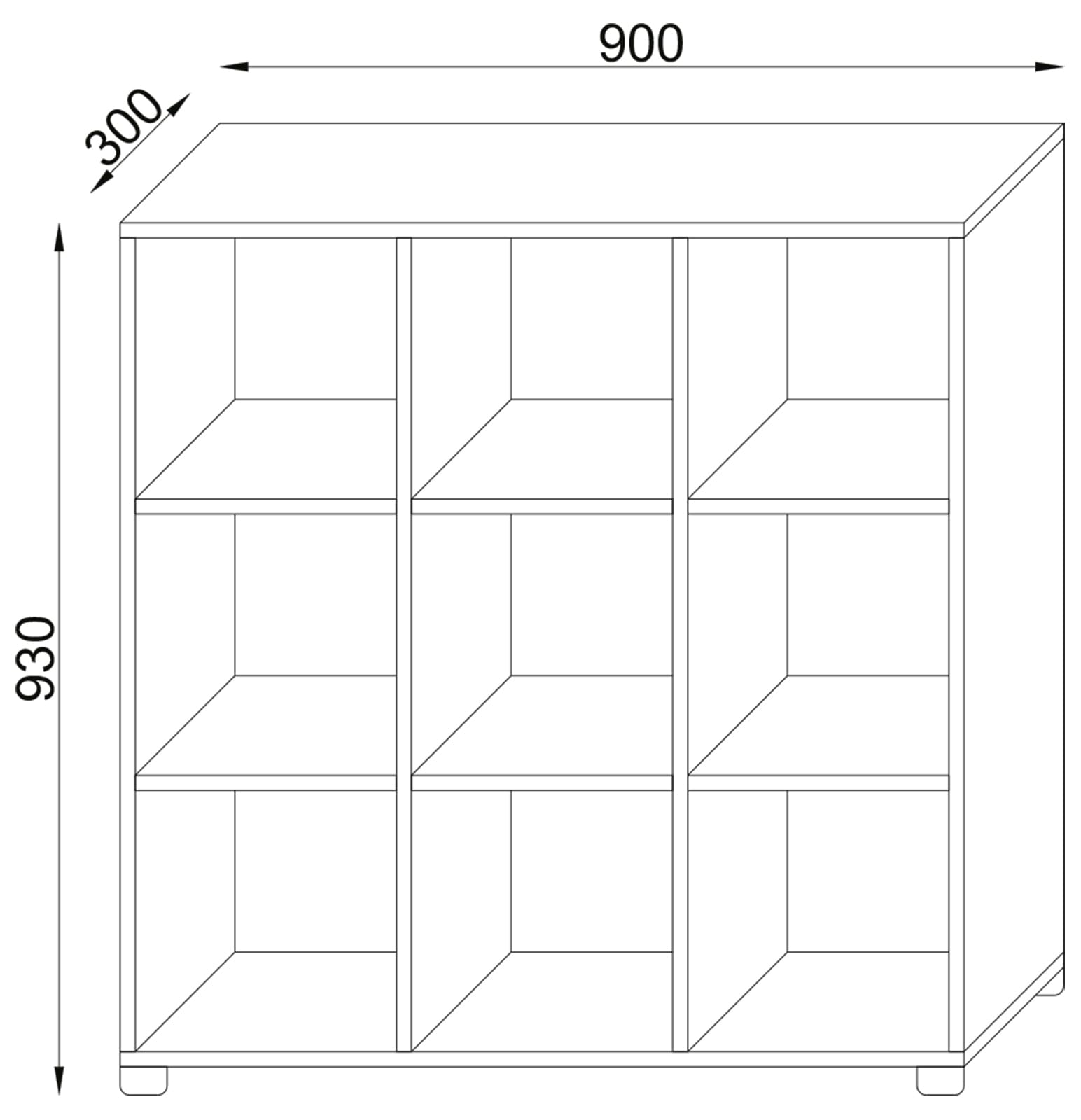 VCM Standregal »Holz Raumteiler Stand Regal Bücher Benas 3x3«