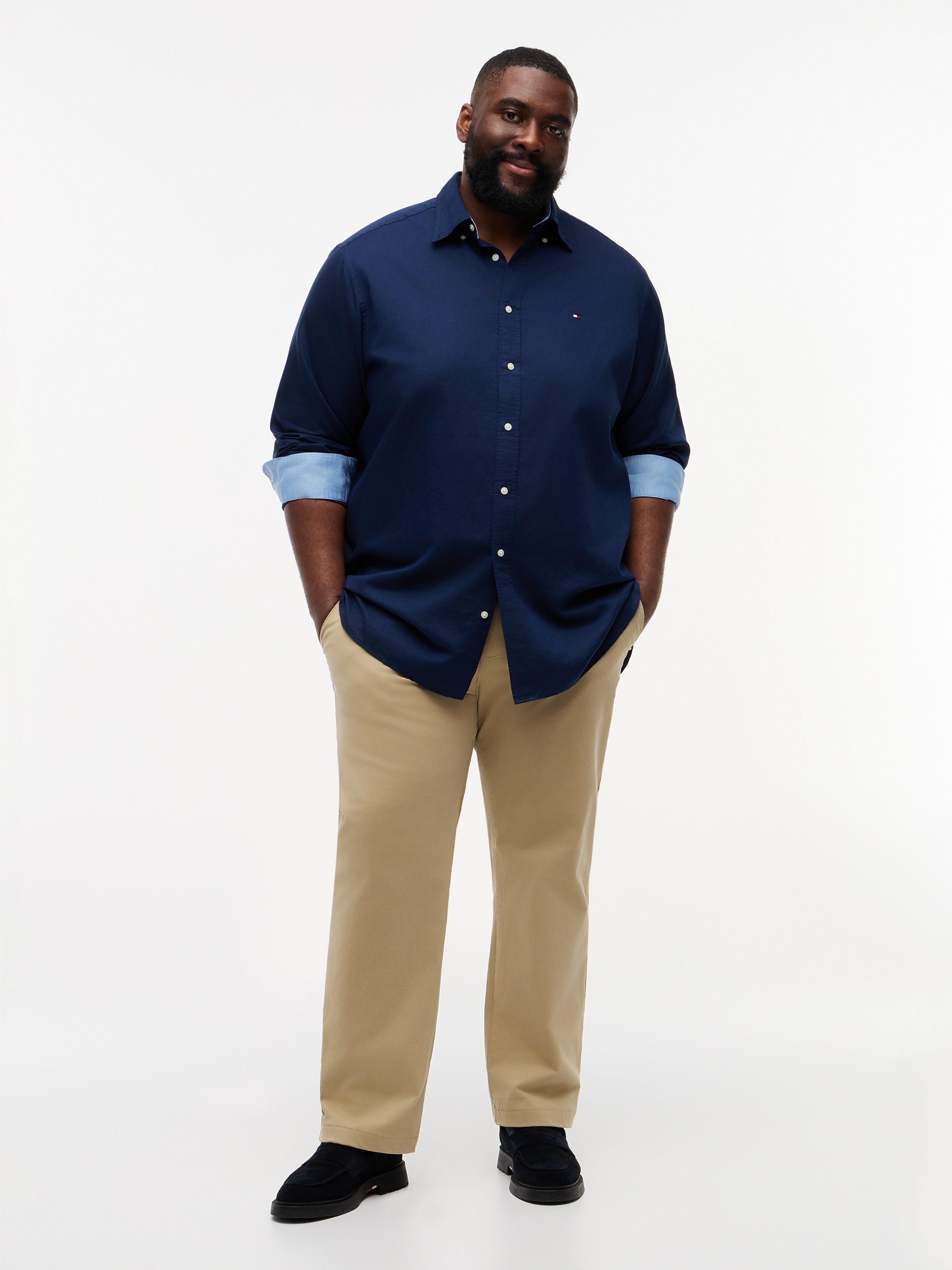 Tommy Hilfiger Big & Tall Langarmhemd »BT- LINEN« Große Größen Regular Fit Button-down-Leinenmix