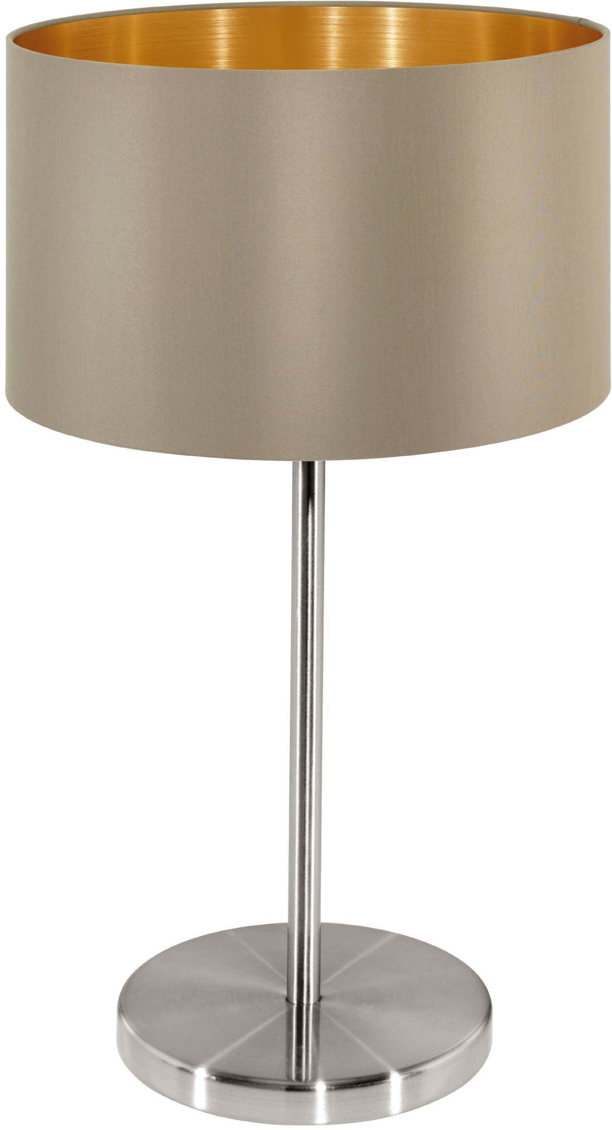 EGLO Tischleuchte »Maserlo Tischlampe, Nachttischlampe, silber und gold,  E27, Lampe« E27 1 Stk. Textil Tischleuchte, Nachttischlampe E27, inkl. Schalter