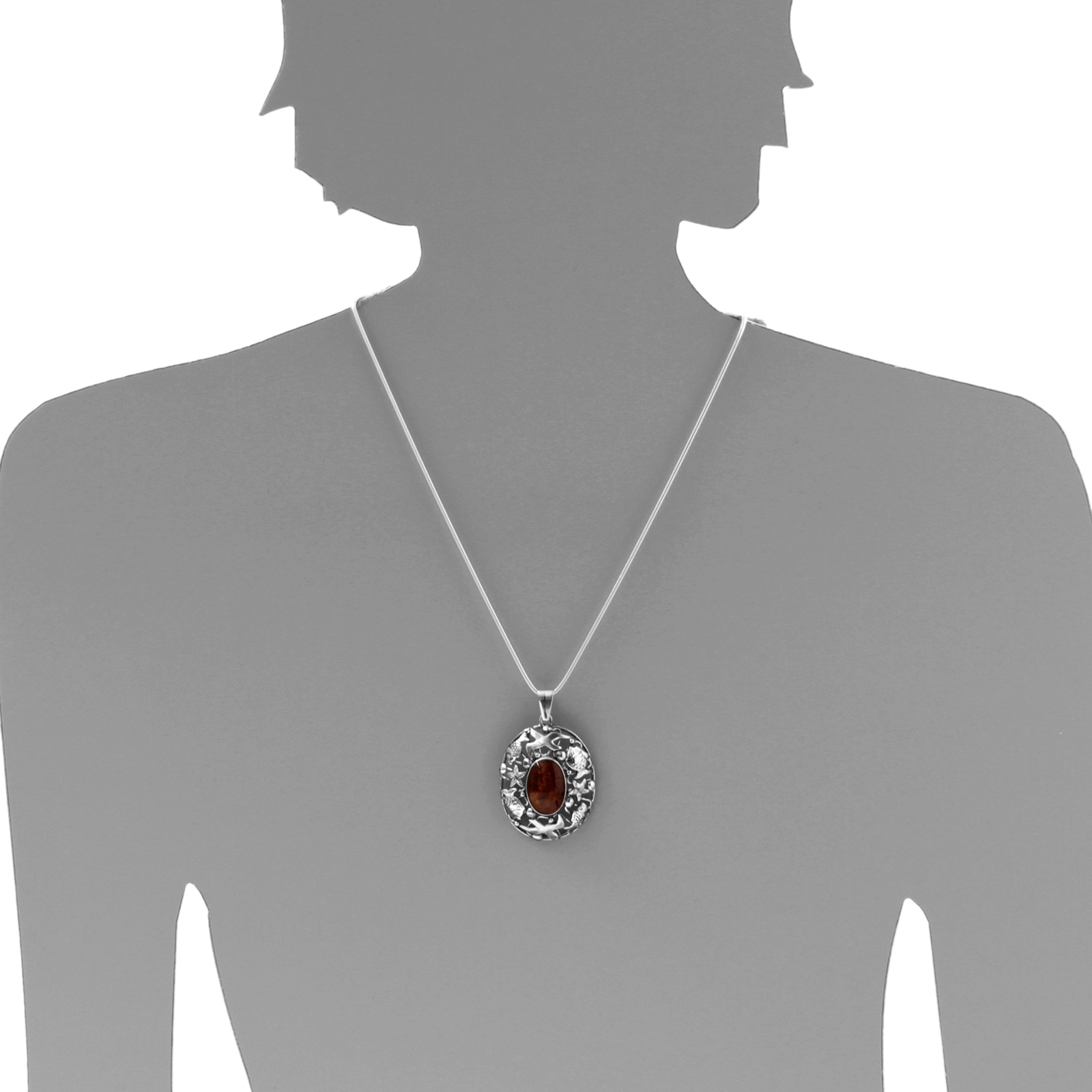 OSTSEE-SCHMUCK Kette mit Anhänger »- Fischland 56x35 mm - Silber 925/000 - Bernstein«