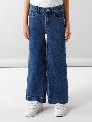 Name It Weite Jeans »NKFROSE für Mädchen mit weitem Bein und High Waist« unifarben, casual, loose fit, Baumwollmischung, Denim