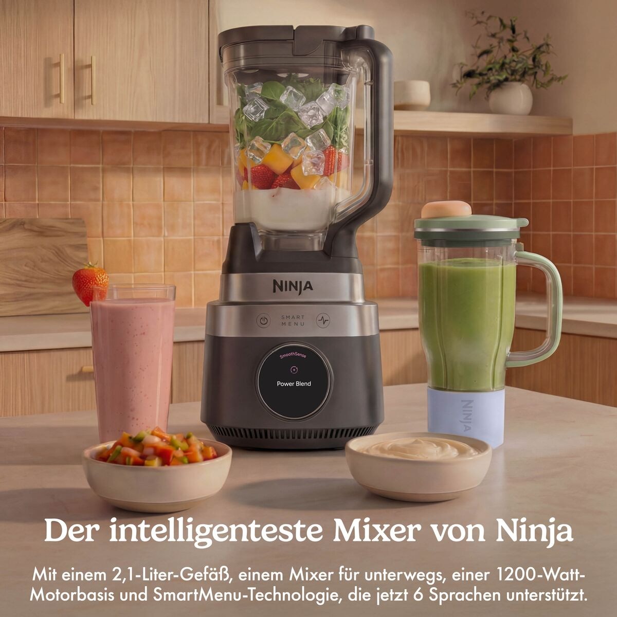 NINJA Standmixer »LB301EUBK Ninja CrushBOSS 2-in-1-Duo-Mixer mit BlendBOSS-Becher« 1200 W mit BlendBOSS-Becher