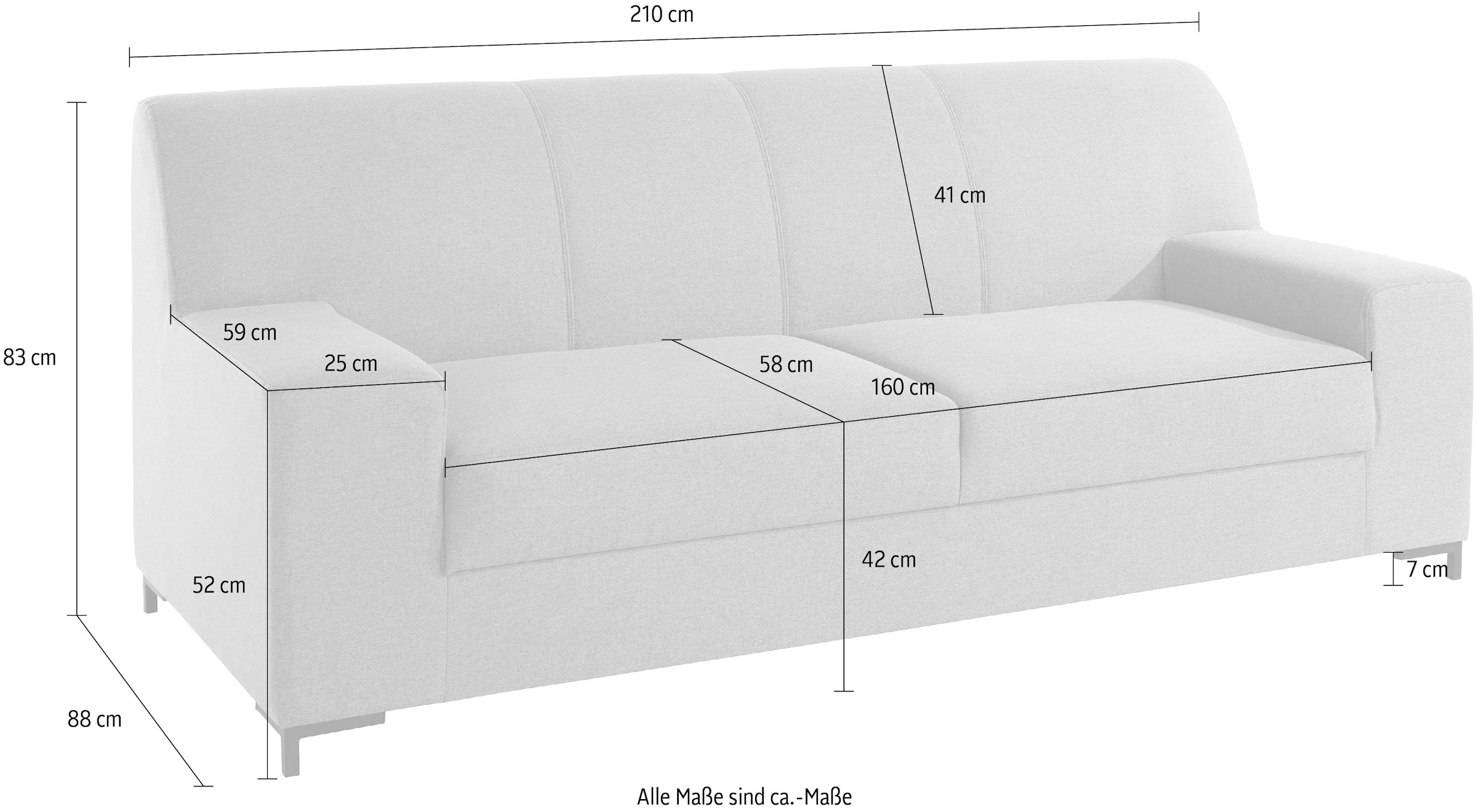 DOMO collection 2-Sitzer »Ledas kubisch und komfortabel, flache Armlehnen, eleganter Fuß,« in vielen Farben erhältlich