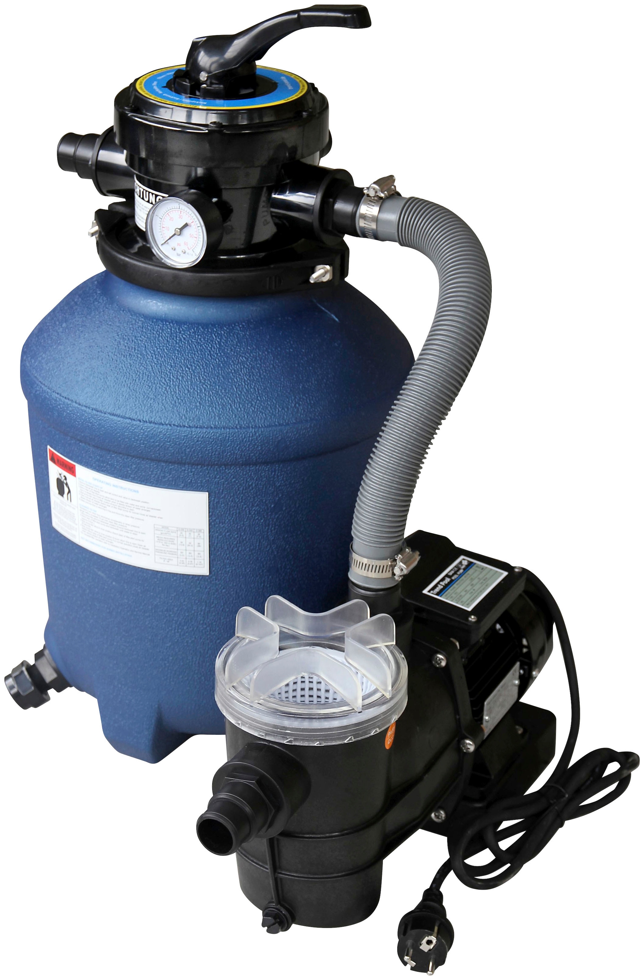 Karibu Achteckpool »PORTO Set B ØxH: 358x124 cm inkl. Zubehör« mit Technikraum unter dem Sonnendeck