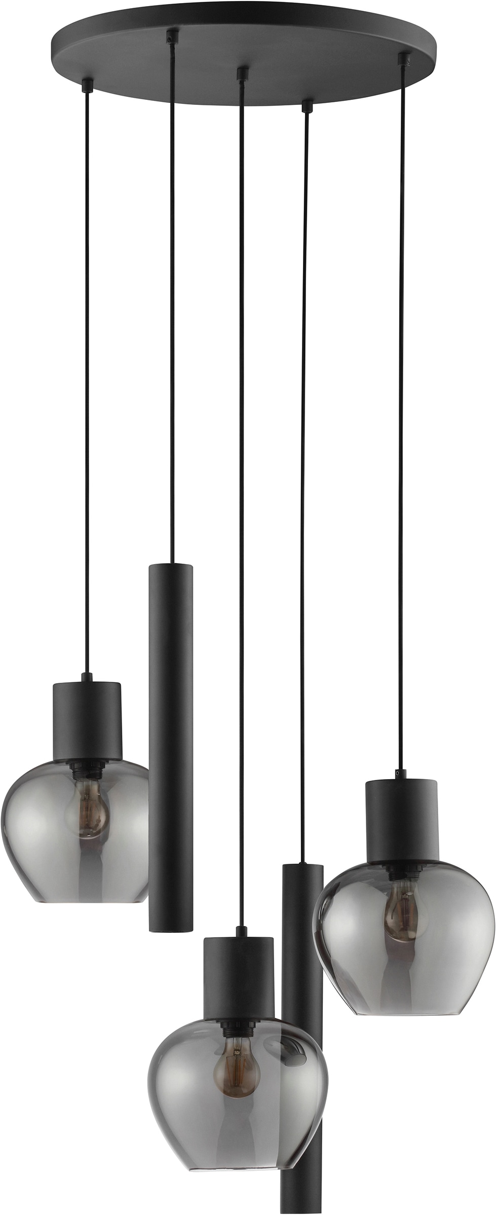 Brilliant Pendelleuchte »Ligari« E27 1 Stk. Höhe 150 cm, Fassung E27, teilw. GU 10, Aluminium Rauchglas, schwarz