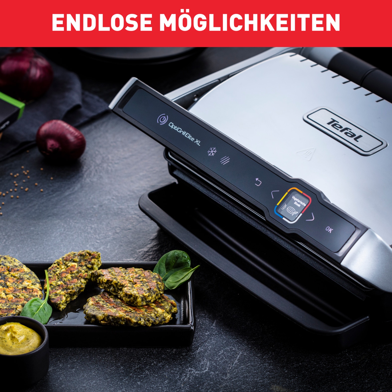 Tefal Kontaktgrill »OptiGrill Elite XL, spülmaschinengeeignete Platten«, 2200 W, Countdown zum Grillergebnis, Grillboost für Grillstreifen, GC760D