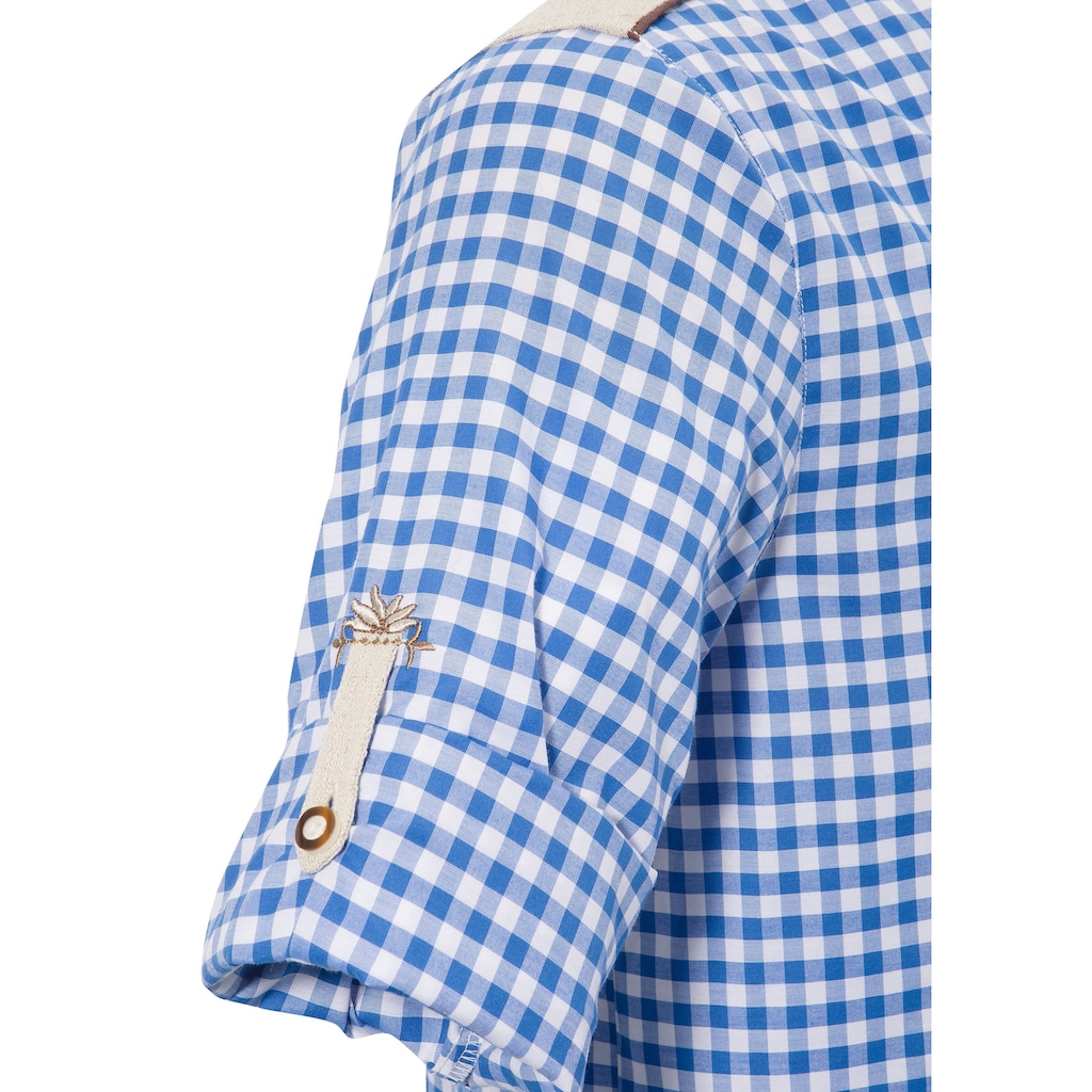 OS-Trachten Trachtenhemd mit Krämpelärmeln und Stickerei ZK8665