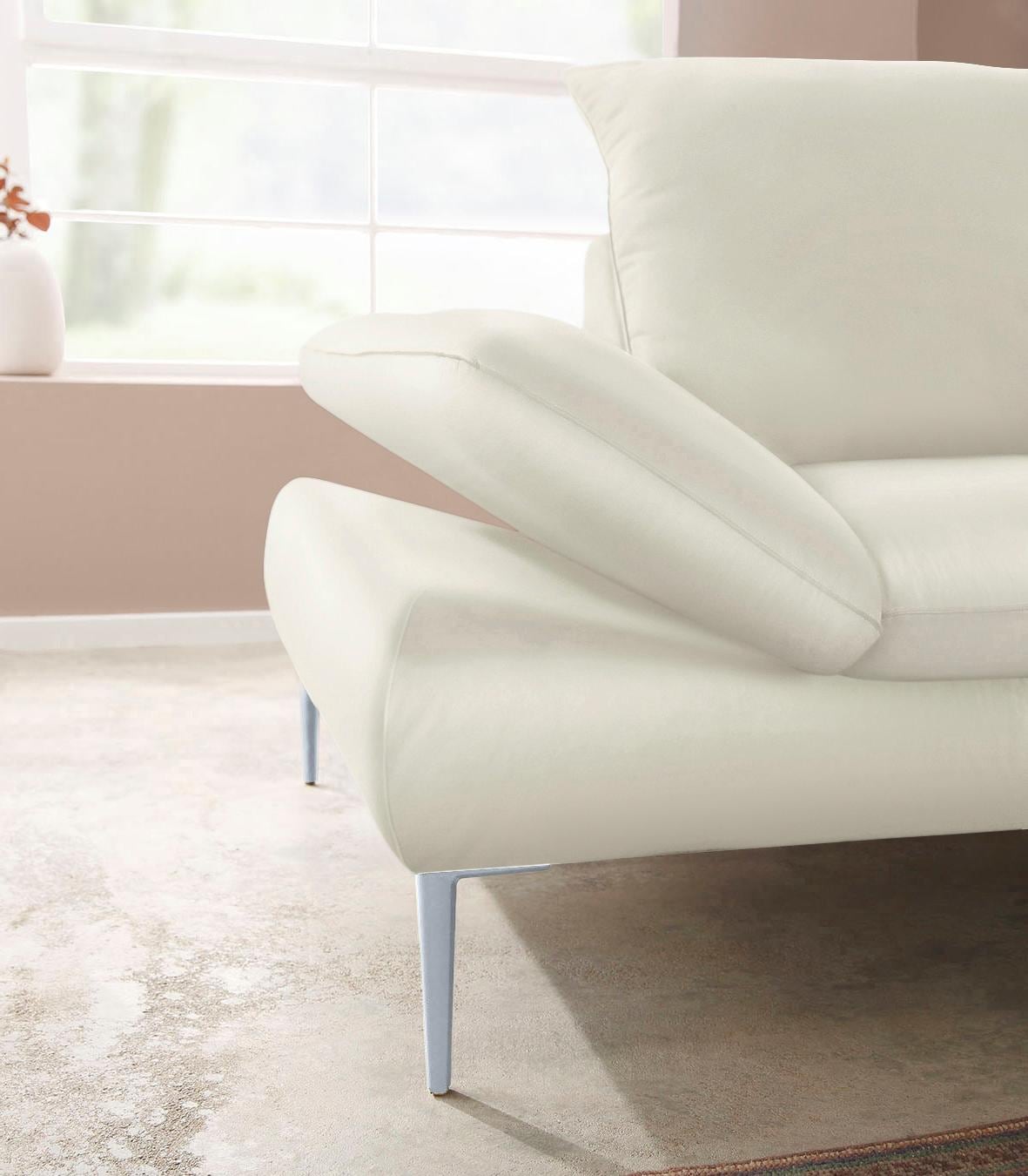 W.SCHILLIG Ecksofa »enjoy&MORE, mit tollem Sitzkomfort, elegant und bequem, L-Form«, mit Sitztiefenverstellung, Füße silber matt, Breite 294 cm