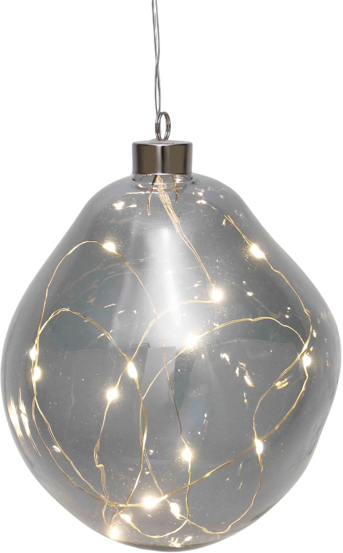 Leonique Dekokugel »Birdelle, mit LED Beleuchtung, Weihnachtsdeko in organischer Form«, Ø ca. 15 cm, Christbaumkugeln, organische Kugeln aus Glas