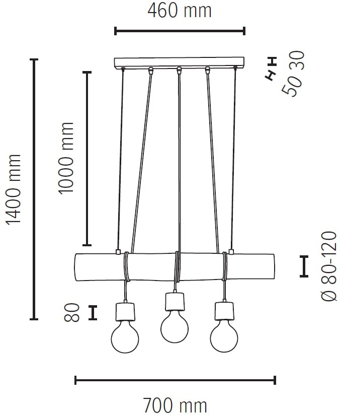 Light massivem grau »TRABO Pendelleuchte | online Holzbalken flammig-flammig, Holz Kiefernholz, mit 3 gebeizt 3 Garantie Hängeleuchte, SPOT PINO«, kaufen XXL aus Jahren