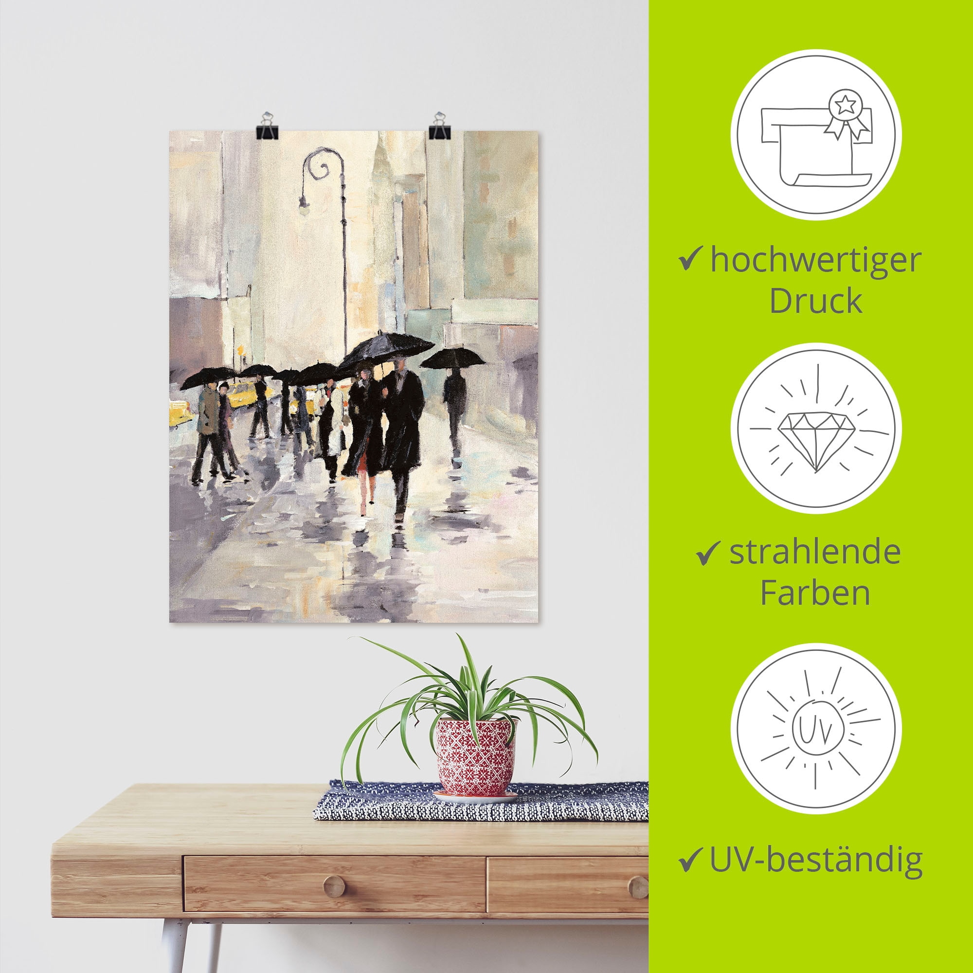 Artland Wandbild »Stadt im Regen« Gruppen & Familien 1 Stk. tlg. als Leinwandbild, Poster in verschied. Größen