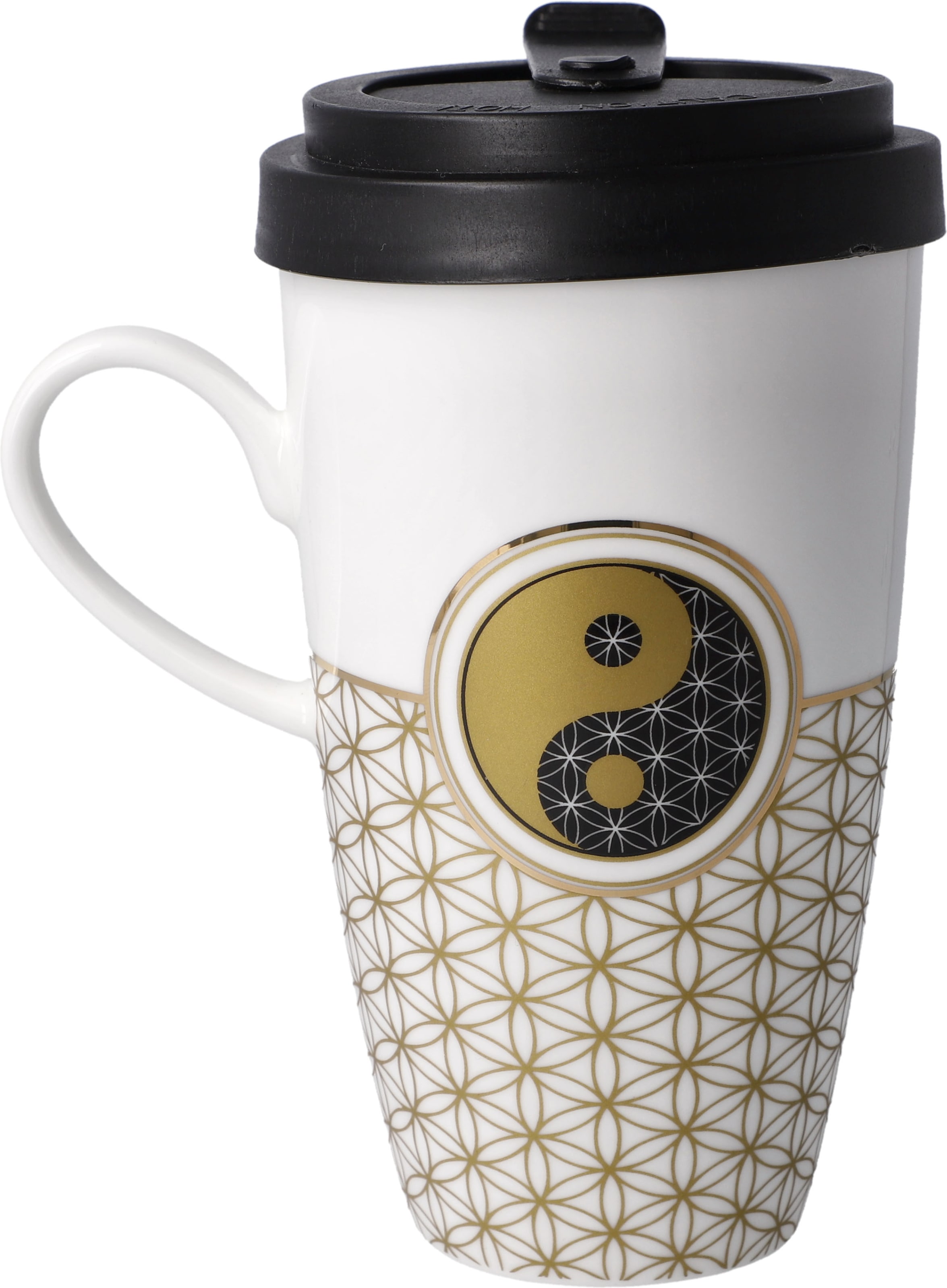 Goebel Coffee-to-go-Becher »Lotus - "Blume des Lebens weiß"«, (2 tlg.), mit abnehmbarem Deckel, 500 ml