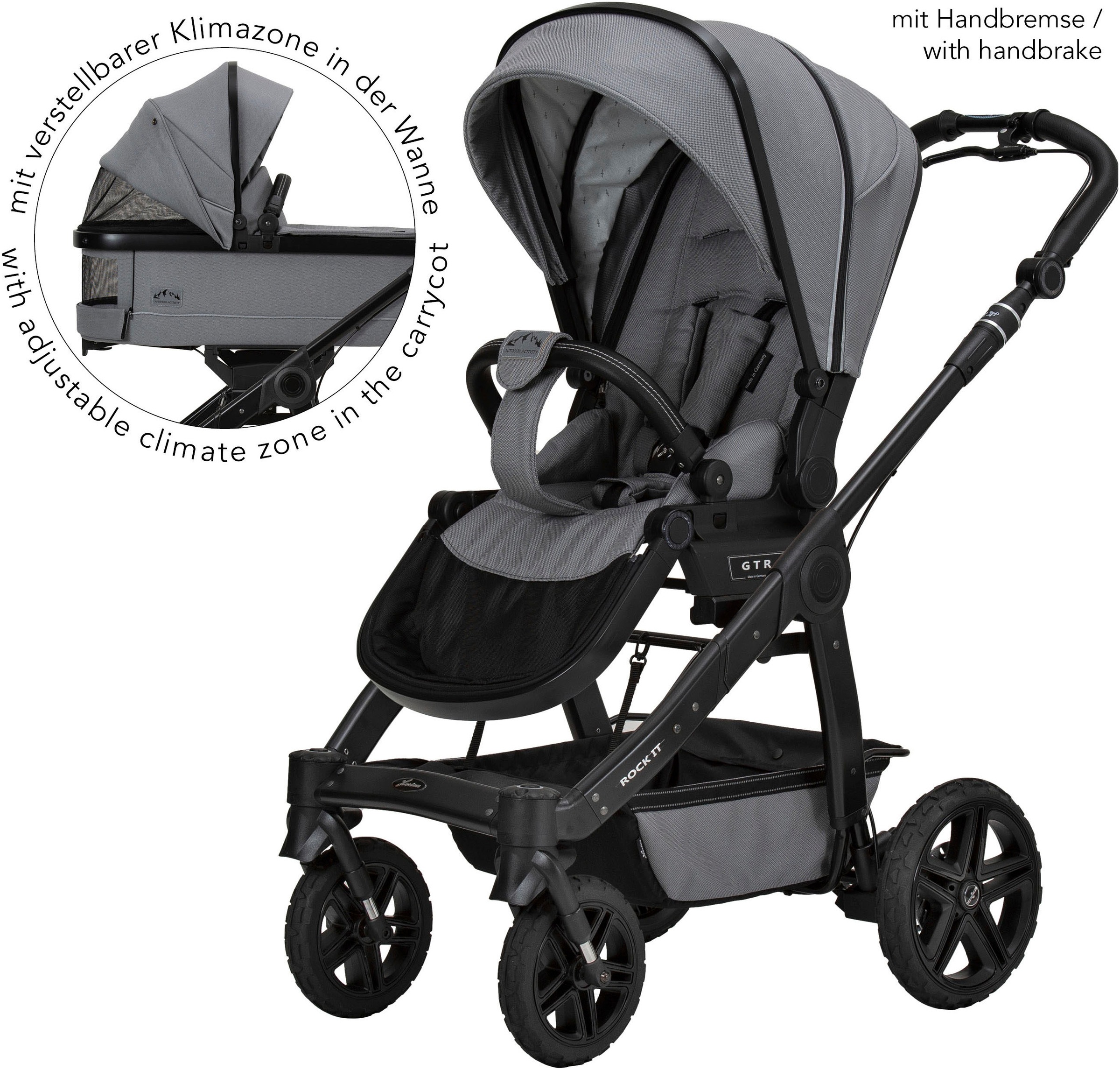 Hartan Kombi-Kinderwagen »Rock it Outdoor, mit Handbremse«, Lieferung ohne Adapter; Made in Germany