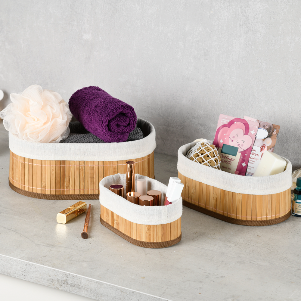 KESPER® Aufbewahrungskorb »Bambus Körbchen, 3er Set, FSC« in 3 verschiedenen Größen