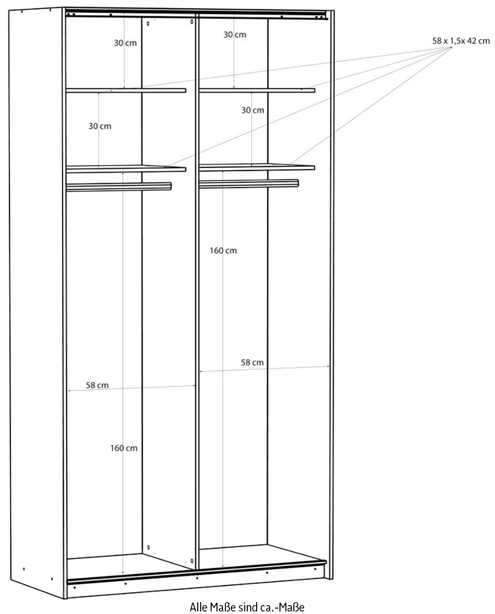 FORTE Schwebetürenschrank »Fittio, Made in Europe, 2 Schiebetüren, modernes Design«, Höhe 2,35 mtr, stehende Montage