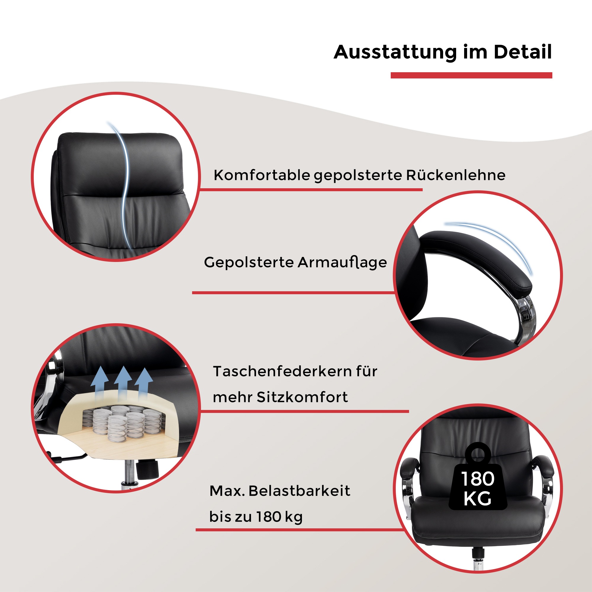 Duo Collection Chefsessel »Chefsessel Federico 180 kg« () Federkern, bis 180 kg