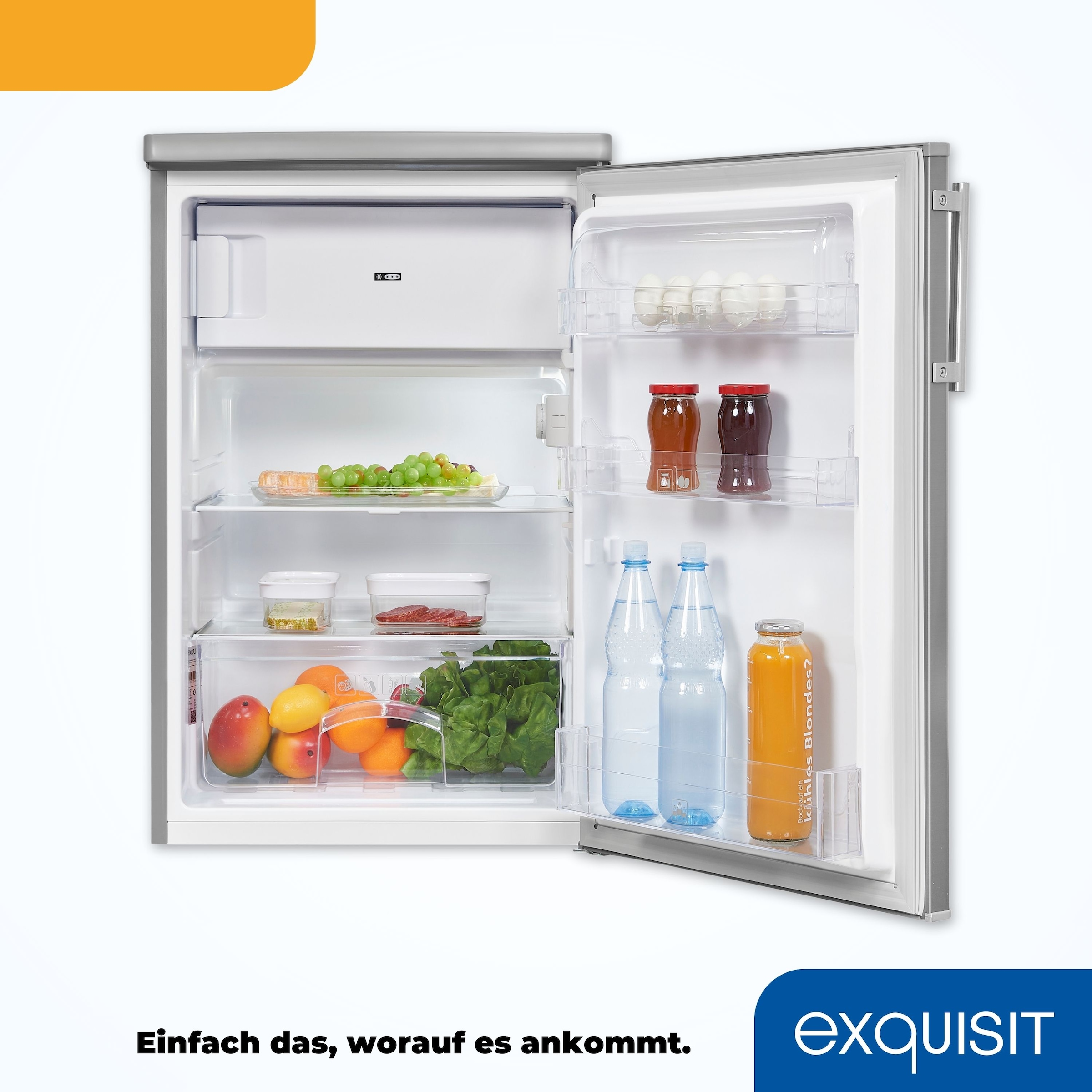 exquisit Kühlschrank »KS16-4-HE-040E inoxlook«, 109 L Volumen, 4 Sterne Gefrieren