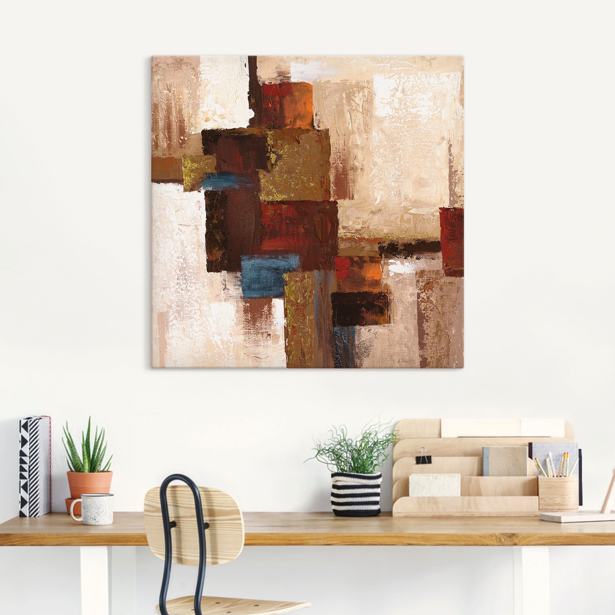 Artland Leinwandbild »Karos Abstrakt I« Muster 1 Stk. tlg. auf Holzrahmen gespannt