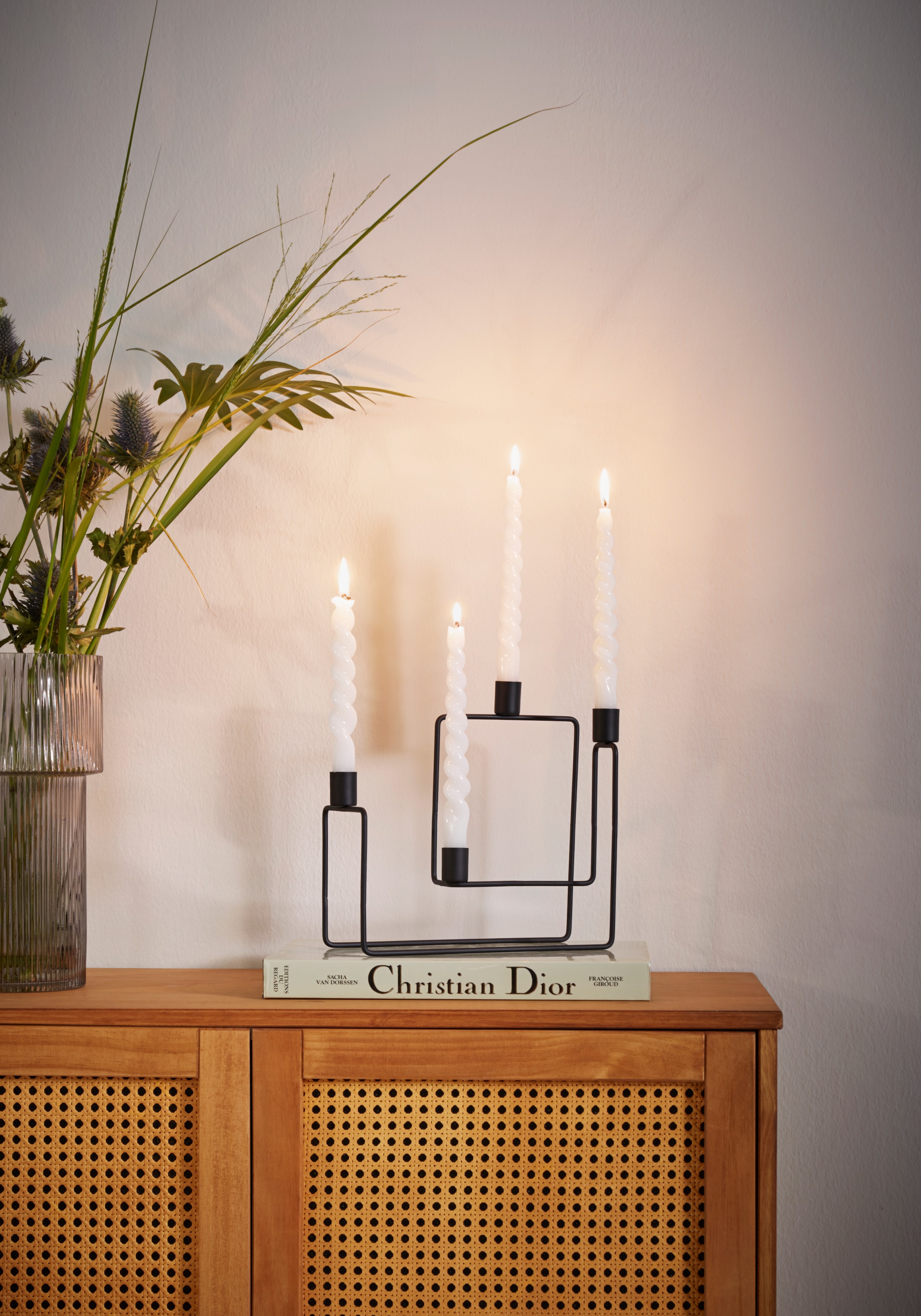 COUCH♥ Kerzenhalter »heißer Draht, Adventsleuchter«, (1 St.), für  Stabkerzen, 4-flammig, aus Metall, Höhe ca. 24 cm auf Raten bestellen