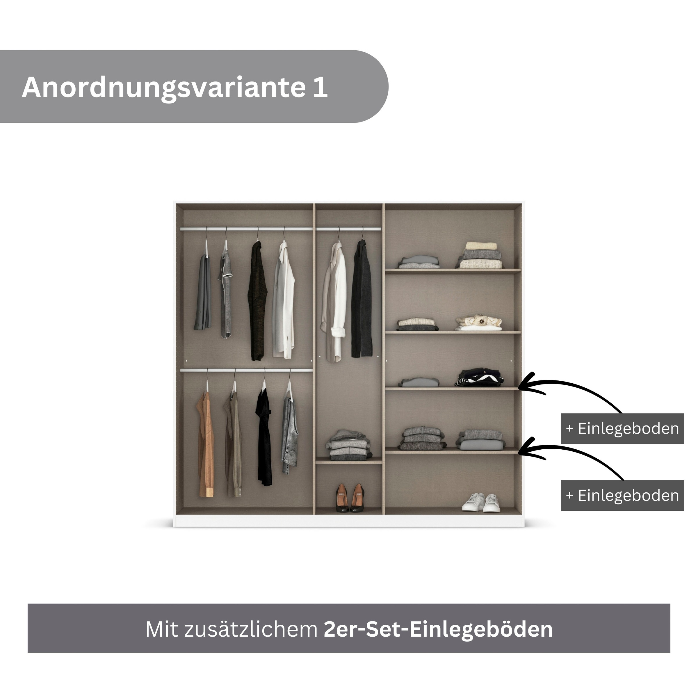 rauch Drehtürenschrank »Kleiderschrank Schrank Garderobe AGORDO mit Dekor- oder Hochglanzfront«, (in zwei Griff-Farben), durchdachte Innenausstattung, in 6 Breiten und 2 Höhen MADE IN GERMANY