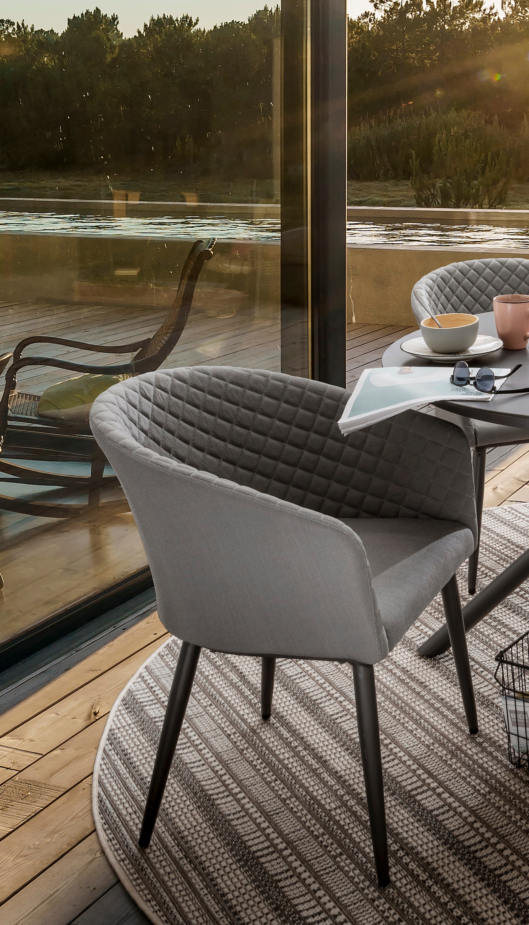Destiny Garten-Essgruppe »MODENA BARLETTA«, (5 tlg., 4x Sessel, 1x Tisch), Aluminium, Olefin, HPL