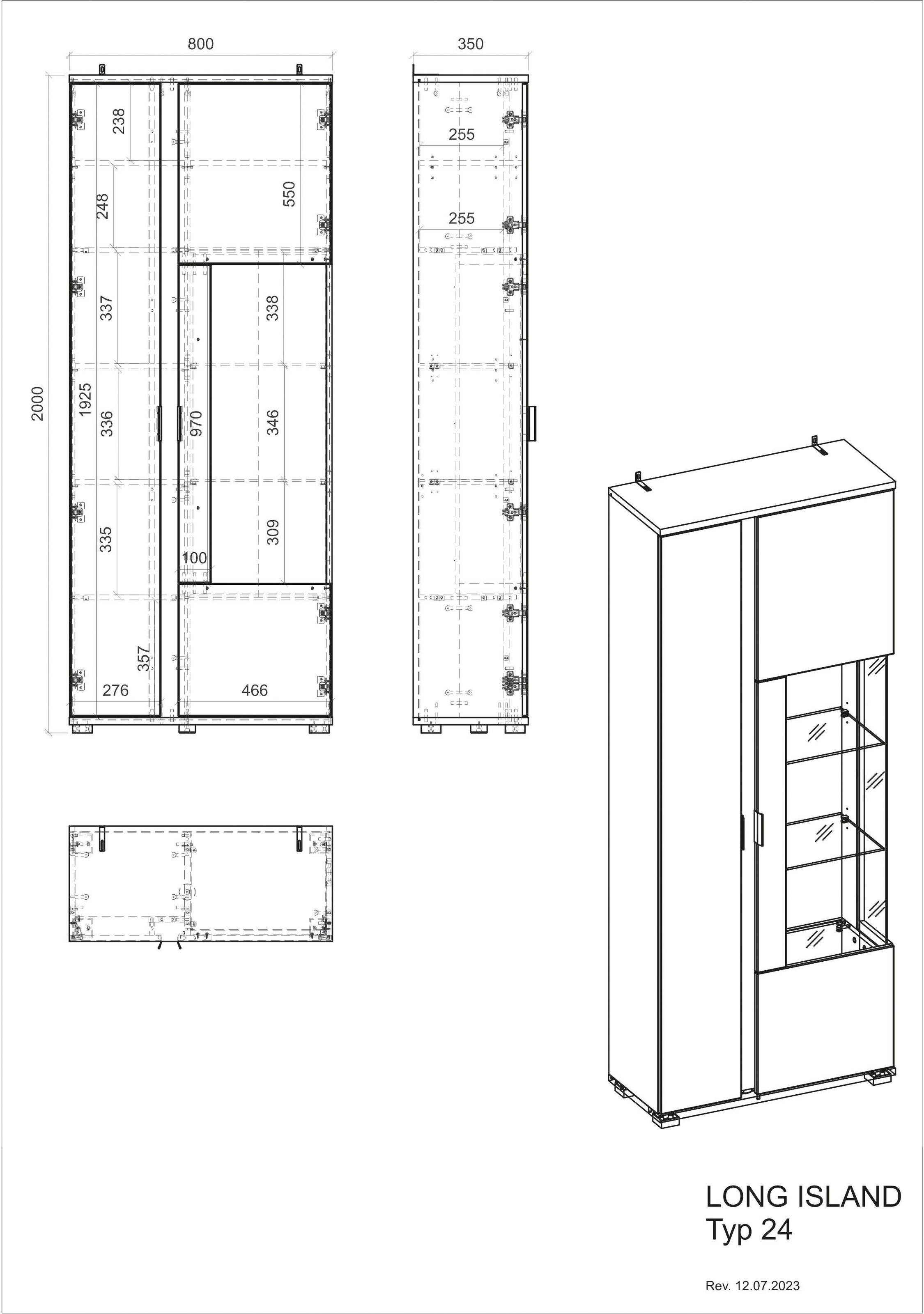INOSIGN Vitrine »LONG ISLAND, Stauraumvitrine«, (1 St.), in moderner Trendfarbe,inklusive senkrechter Beleuchtung,Breite 80 cm