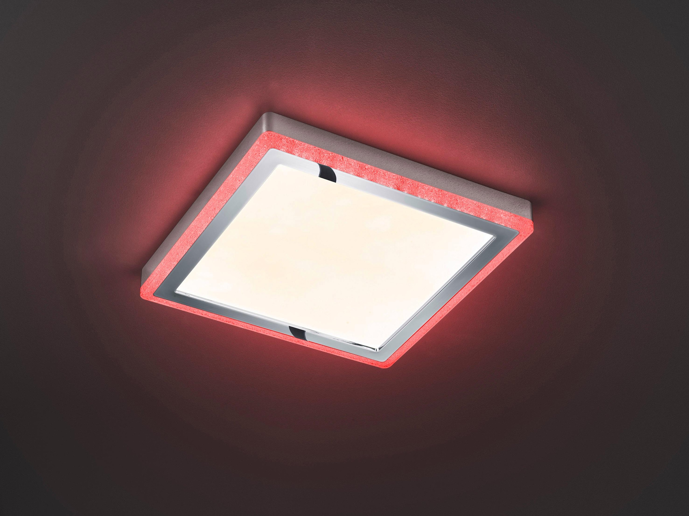 TRIO Leuchten LED Deckenleuchte »Slide«, 1 flammig, Leuchtmittel LED-Board | LED fest integriert, Fernbedienung, integrierter Dimmer, Nachtlicht, RGBW-Farbwechsler
