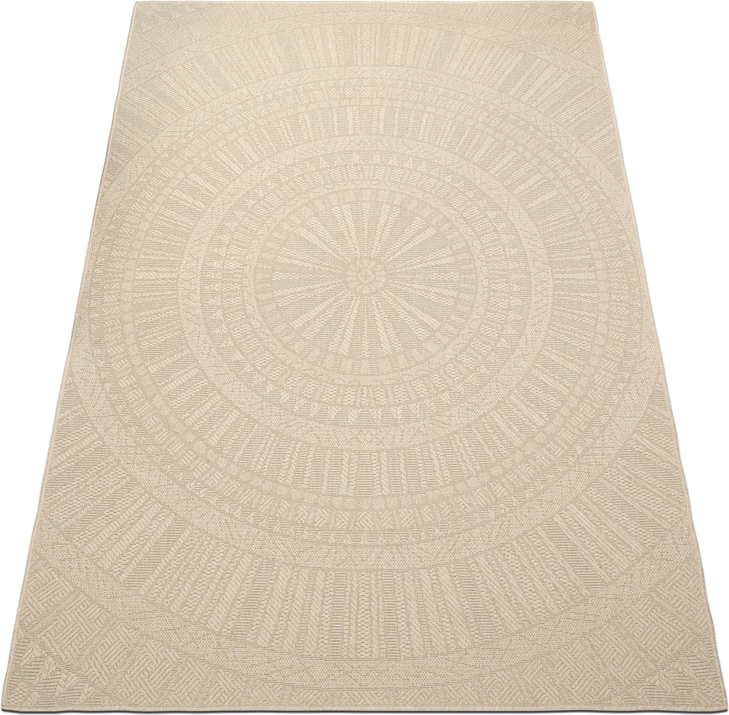 Bruno Banani Teppich »Solan, ethno, boho-inspiriert, In- und Outdoor geeignet« rechteckig 5 mm Höhe Mandala, Kreise, Küche, Wohnzimmer, Camping, Balkon