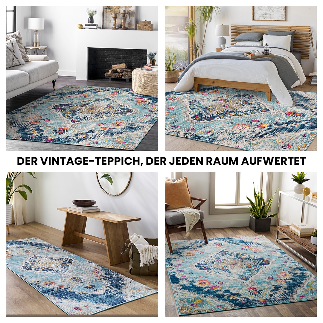 Livabliss Teppich »ADEN« rechteckig 10 mm Höhe Vintage Orientteppich, Kurzflor Boho Wohnzimmerteppich, Läufer