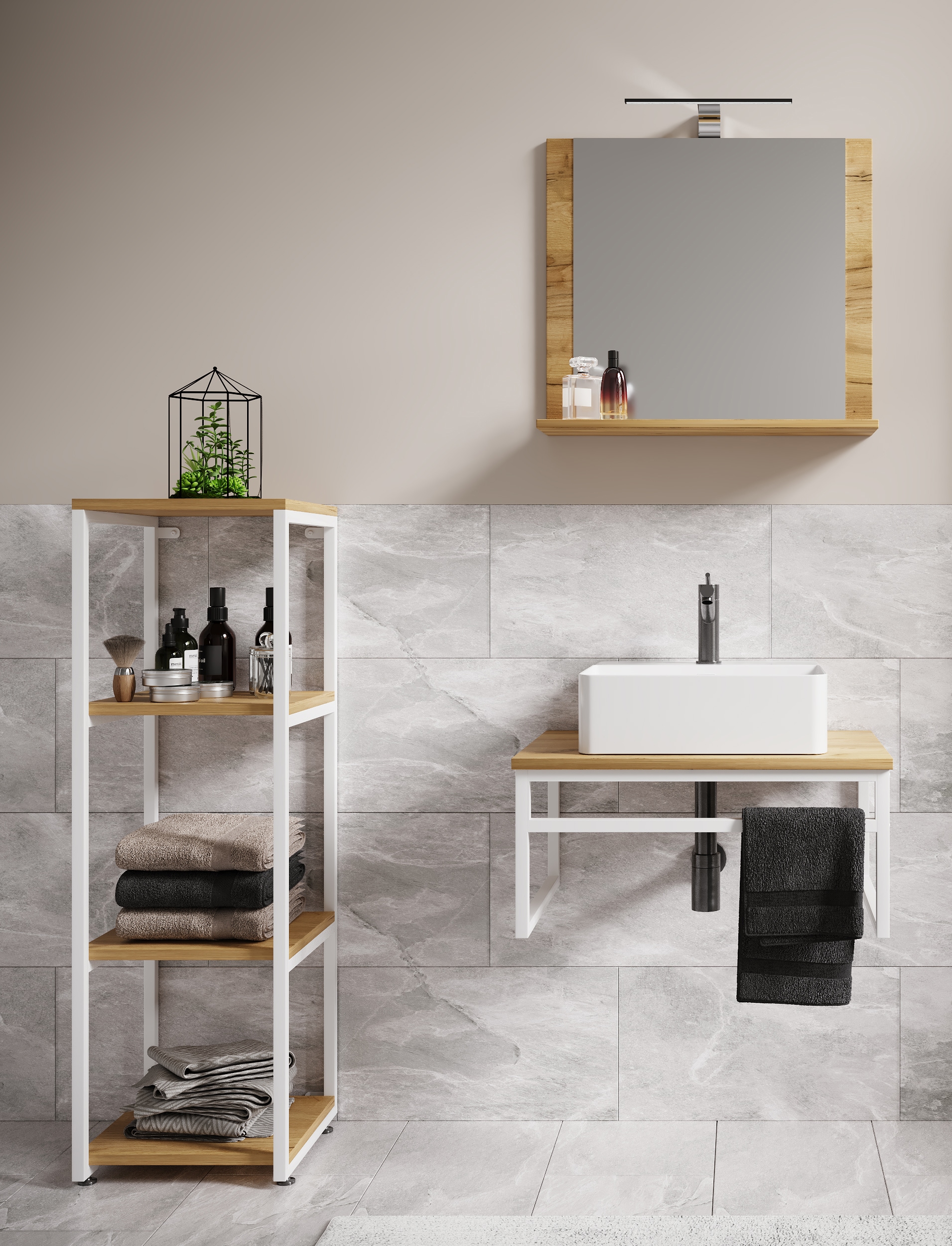 VCM Waschtisch »4-tlg. Waschtisch Badmöbel Waschbecken Bitila 60« 4 Stk. tlg.