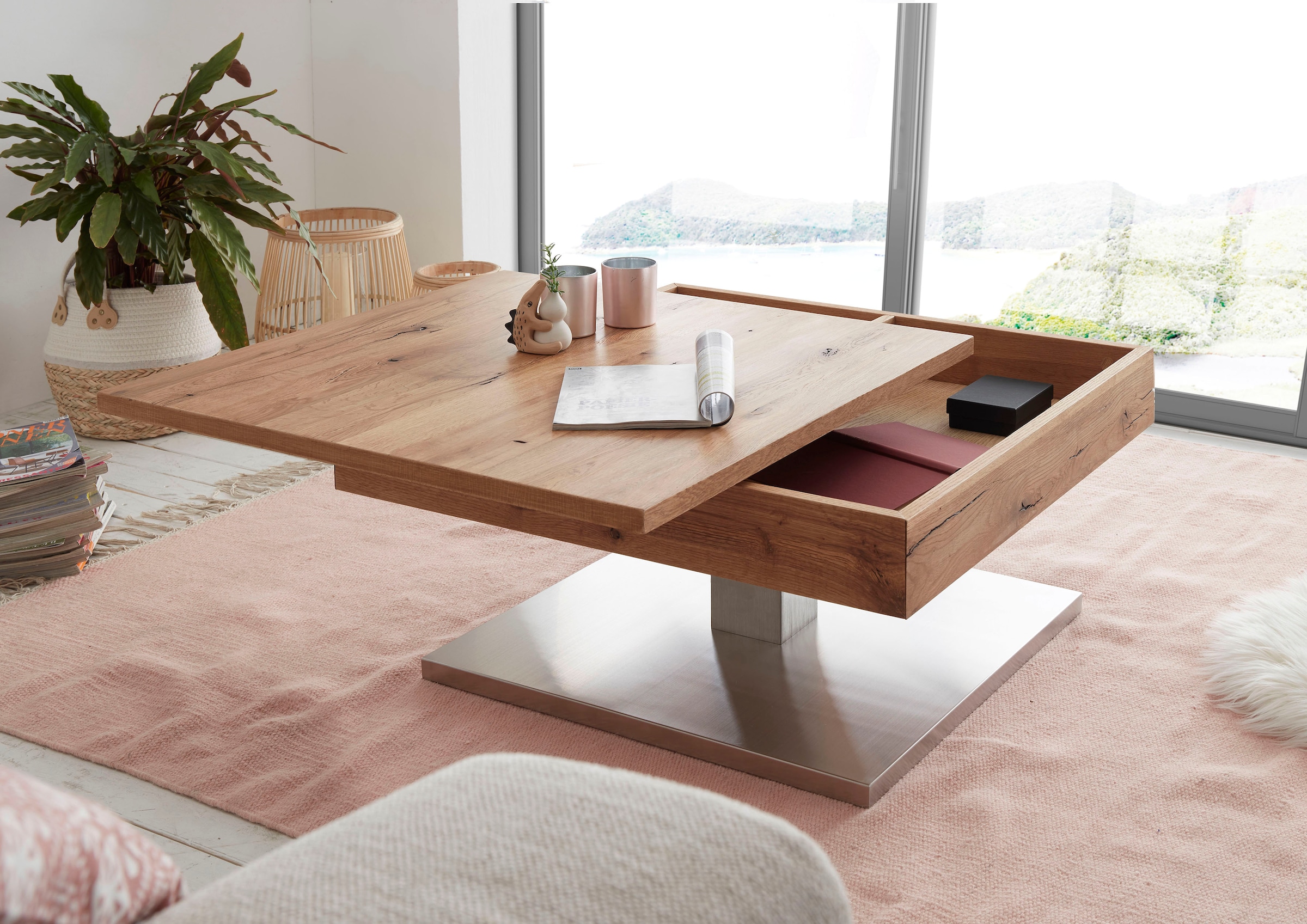 MCA furniture Couchtisch »Monrovia«, Tischplatte drehbar mit Innenfach, Asteiche  furniert bequem kaufen