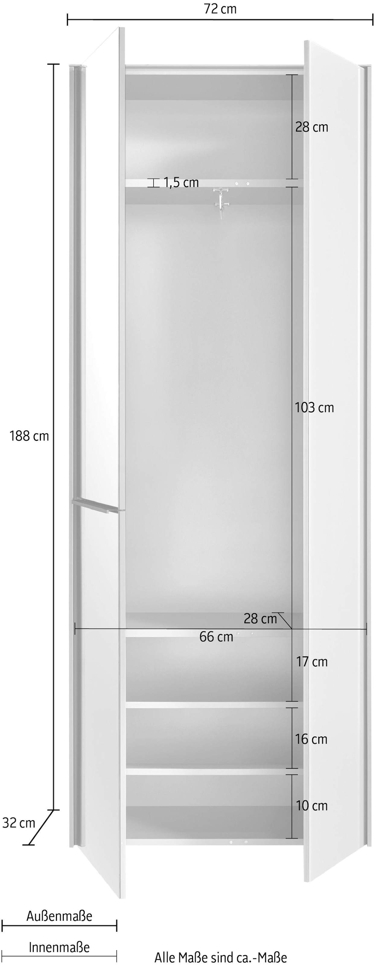 set one by Musterring Garderobenschrank »reno-Dielen« In zwei Farbvarianten, 72 x 188 x 32 cm, stilvoller Stauraum