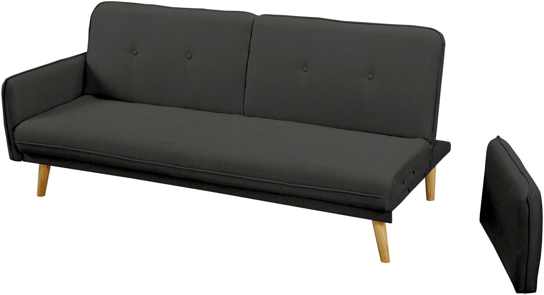 SalesFever Schlafsofa »Linköping, 3-Stizer, Sofa«, mit Knopfheftung im Rücken und Schlaffunktion, Breite 188 cm