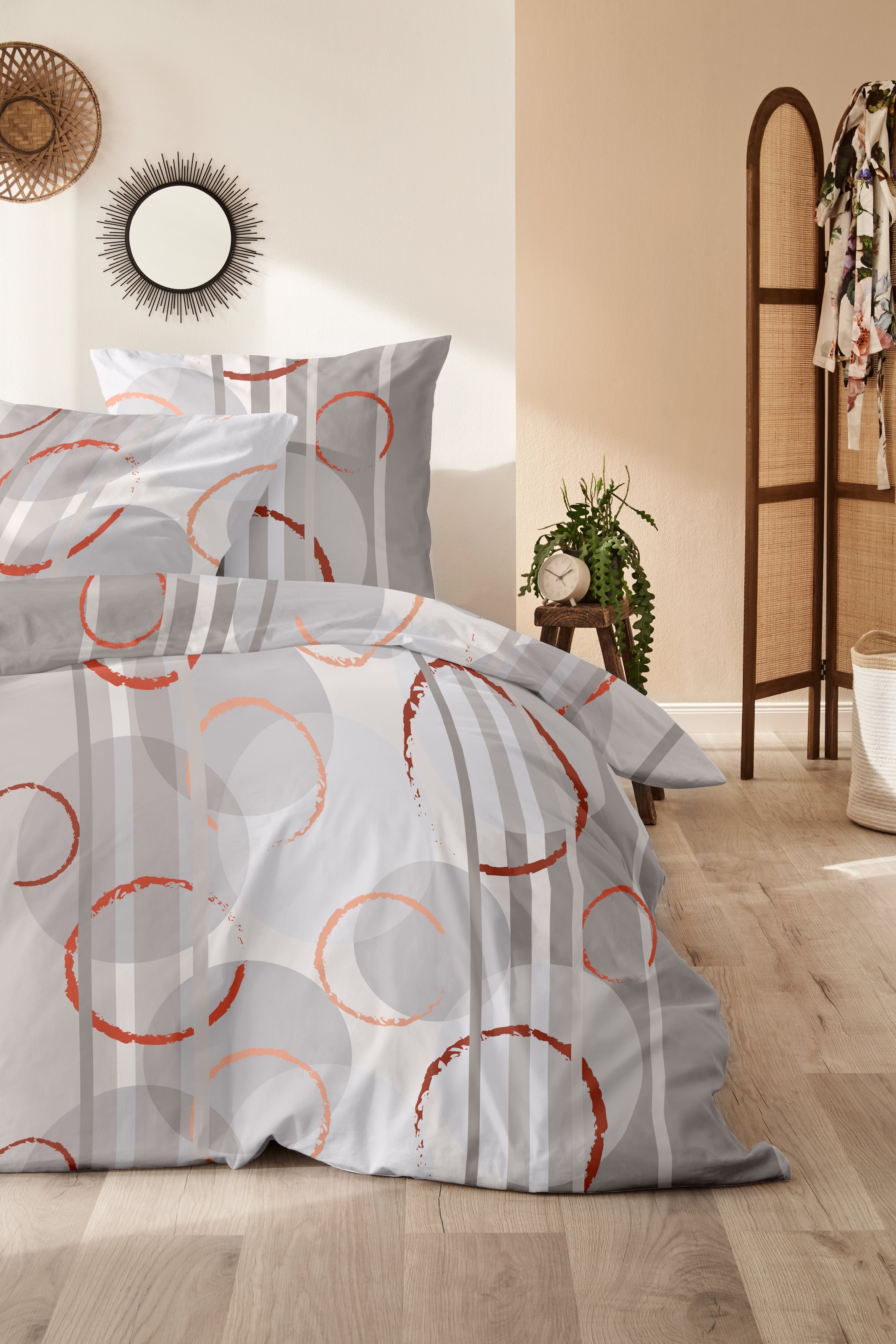 Primera Bettwäsche »Biber-Bettwäsche Circular« 2 Stk. tlg. mit abstrakten Kreisen