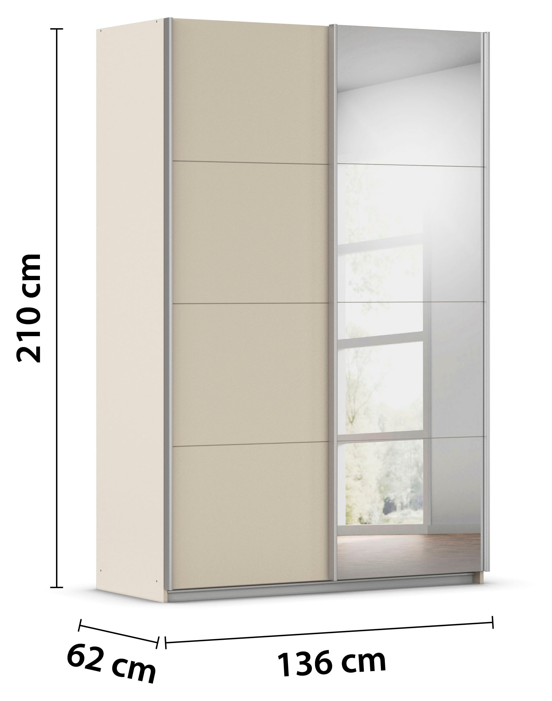 rauch Schwebetürenschrank »Kleiderschrank Schrank Garderobe Schlafzimmerschrank CORTONA« erhältlich in Breite: 136/181/203/226/271/315/360 cm, Höhe: 210/229 cm,  in 3 Ausstattungen BASIC/CLASSIC/PREMIUM (SOFT-CLOSE) MADE IN GERMANY