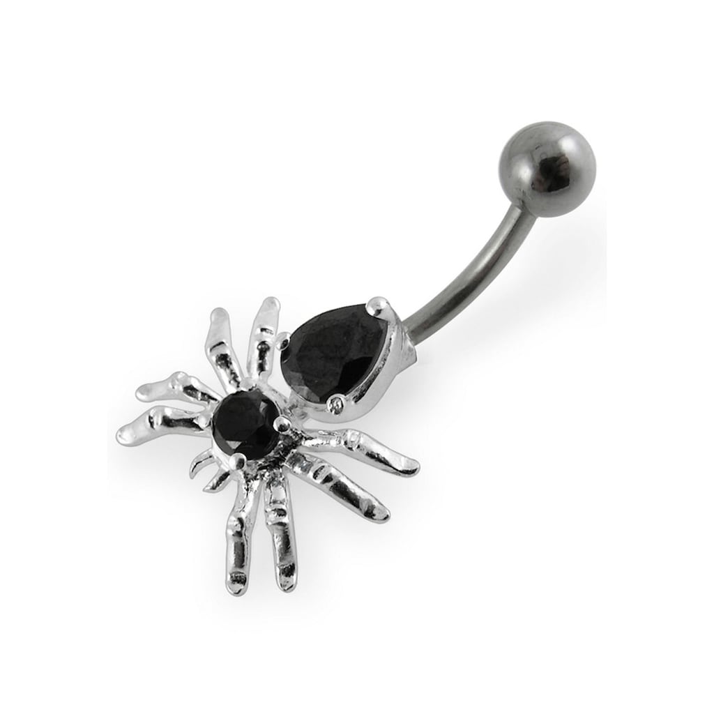Firetti Bauchnabelpiercing »Schmuck Geschenk Piercing Silber Körperschmuck BLACK SPIDER Spinne«
