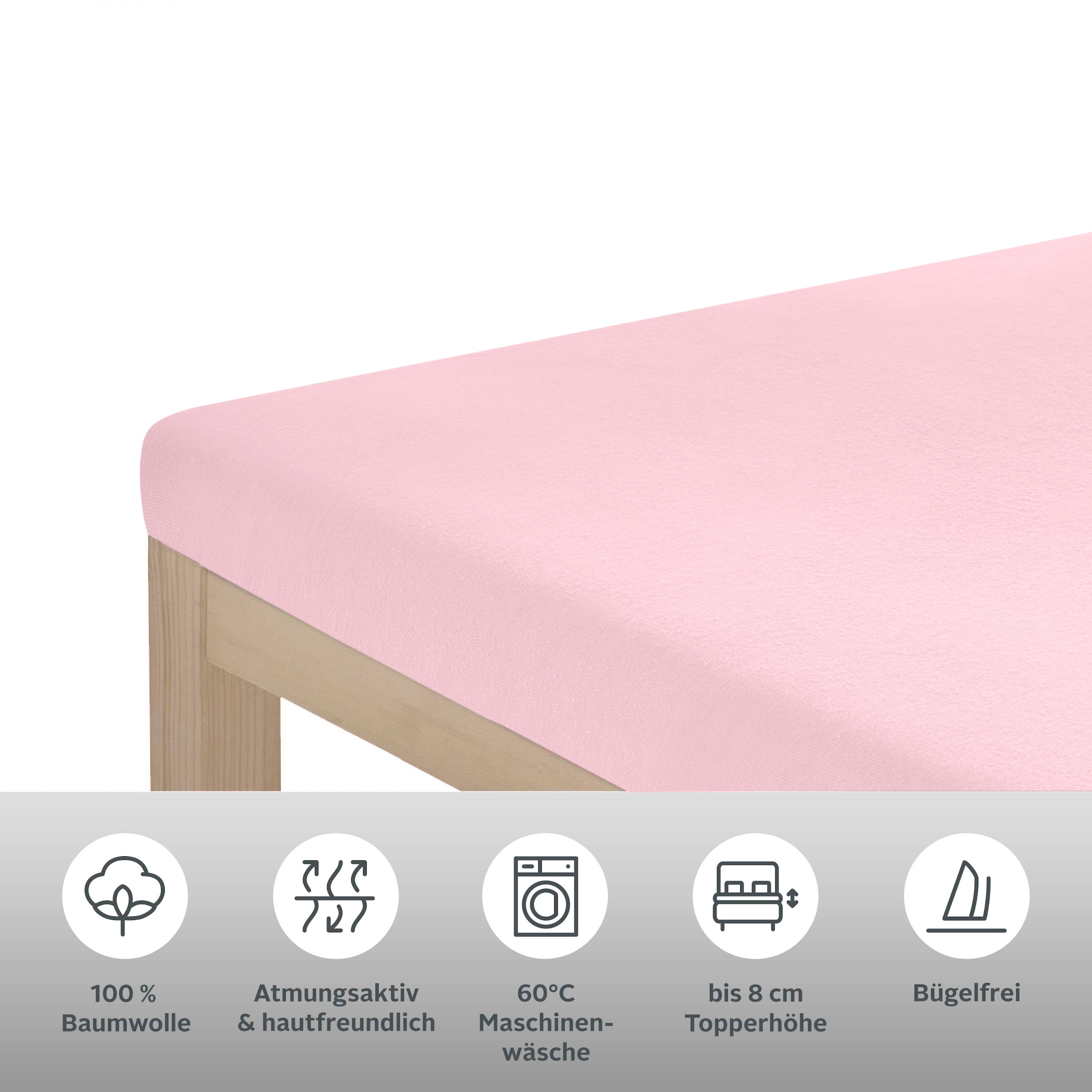 OTTO home Spannbettlaken »Physalis Topper COMFORT, 100% Baumwolle, 150 g/m²« Baumwolle, Matratzen bis 10 cm Höhe, Bettlaken, Spannbetttuch, Laken