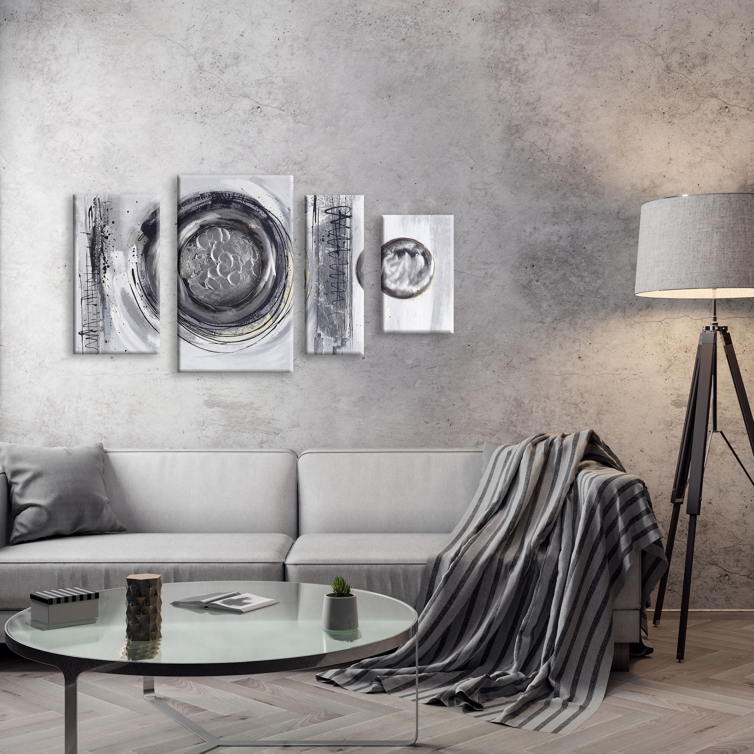 Bönninghoff Ölgemälde, Abstrakt-Abstrakte-Kunst-Gemälde-Formen, (1 St.), jedes Bild ein Unikat