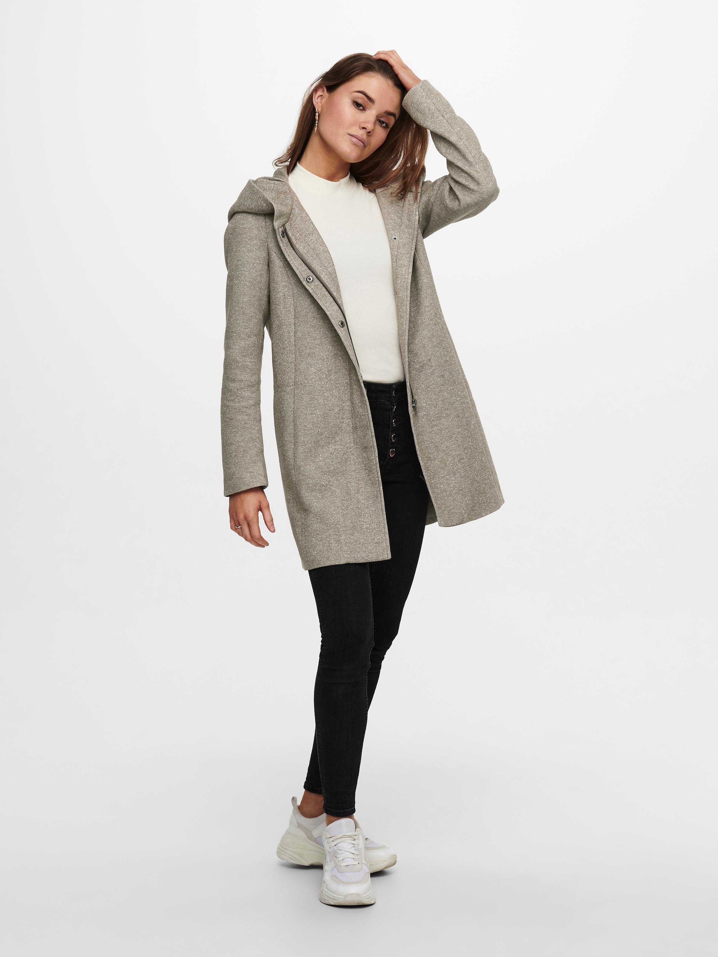 ONLY Langjacke »ONLSEDONA LIGHT COAT OTW NOOS« mit Kapuze in melierter Optik