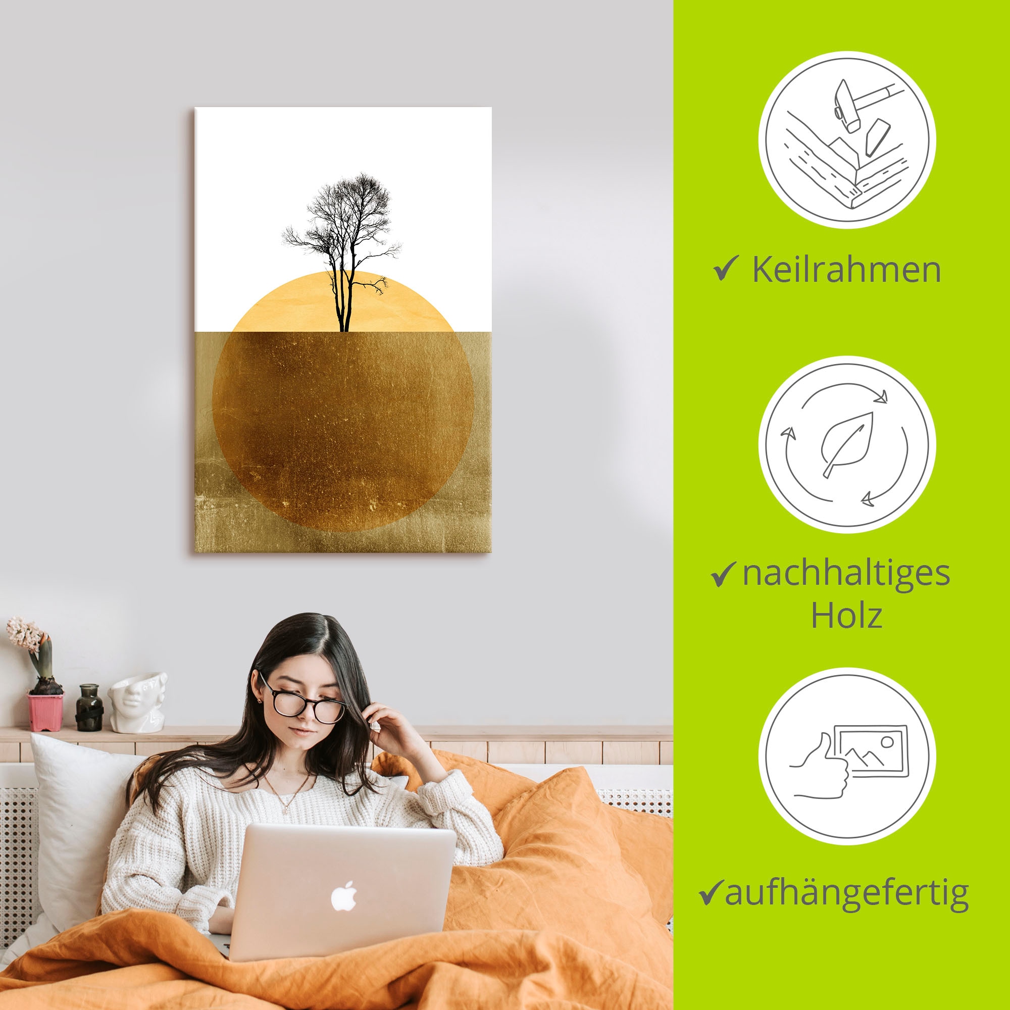 Artland Leinwandbild »Goldener Ozean« Meer Bilder 1 Stk. tlg. auf Holzrahmen gespannt