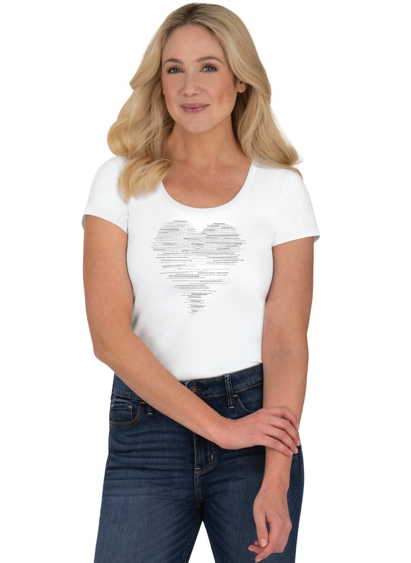 Trigema T-Shirt »TRIGEMA T-Shirt mit glitzerndem Herz-Motiv«, (1 tlg.)