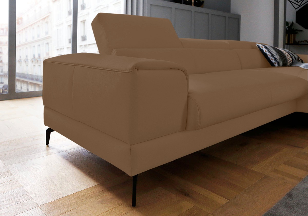 W.SCHILLIG Ecksofa »piedroo, Designsofa mit tollem Sitzkomfort, L-Form«, Kopfteilverstellung, wahlweise mit Sitztiefenverstellung, Breite 303cm