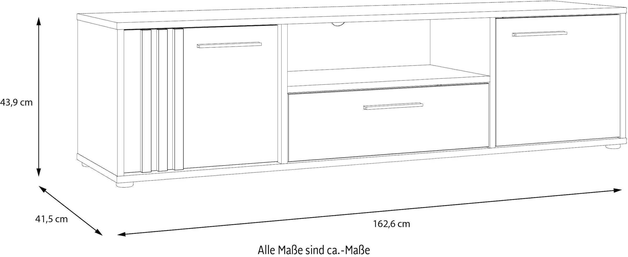 FORTE Lowboard »Cardigan TV-Board, TV-Schrank«, TV-Board, 2 farbig, Stauraum Kabelführung